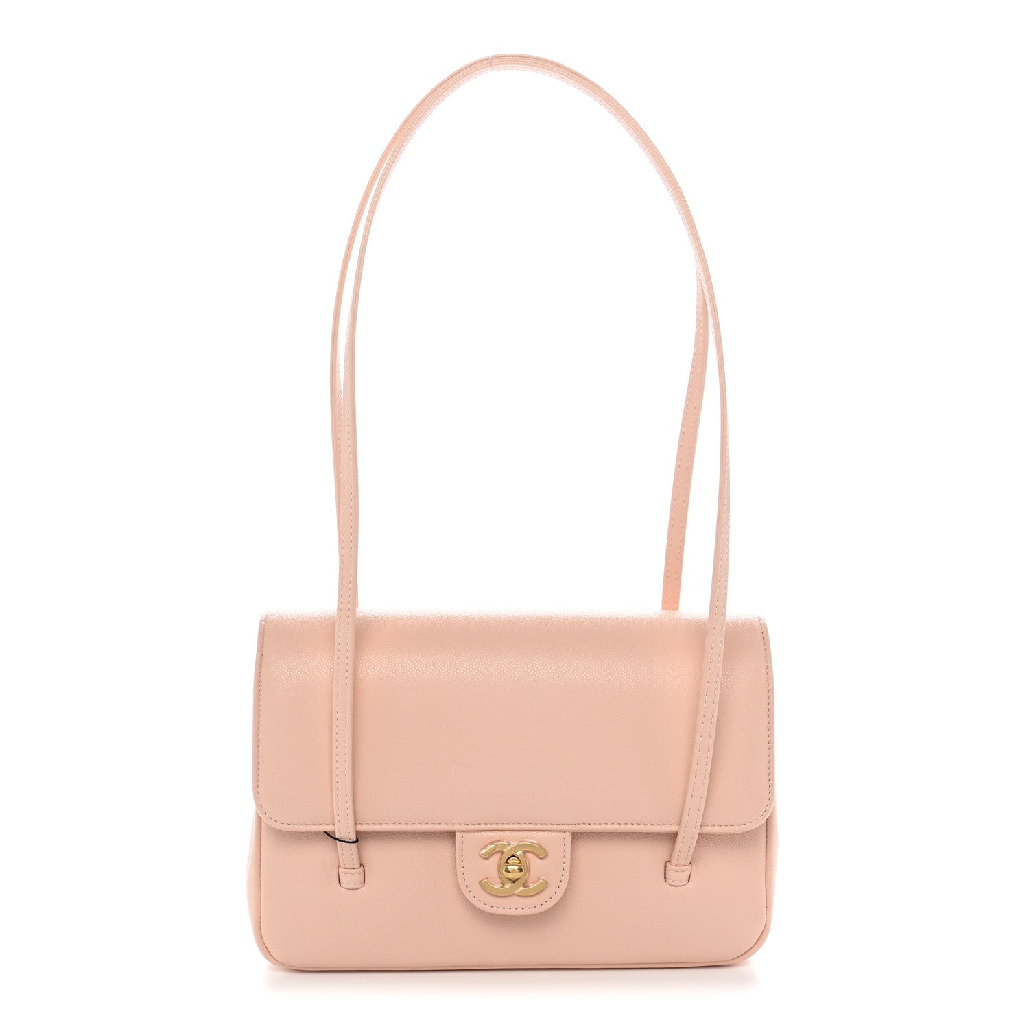 Shiny Caviar Preppy Coco Small Flap Light Pink