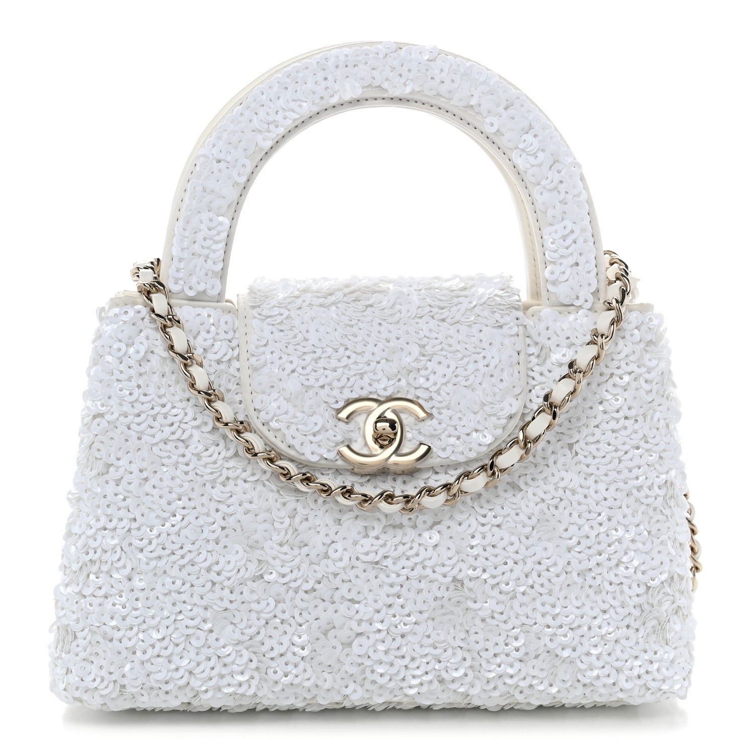 Sequin Nano Kelly Shopper White