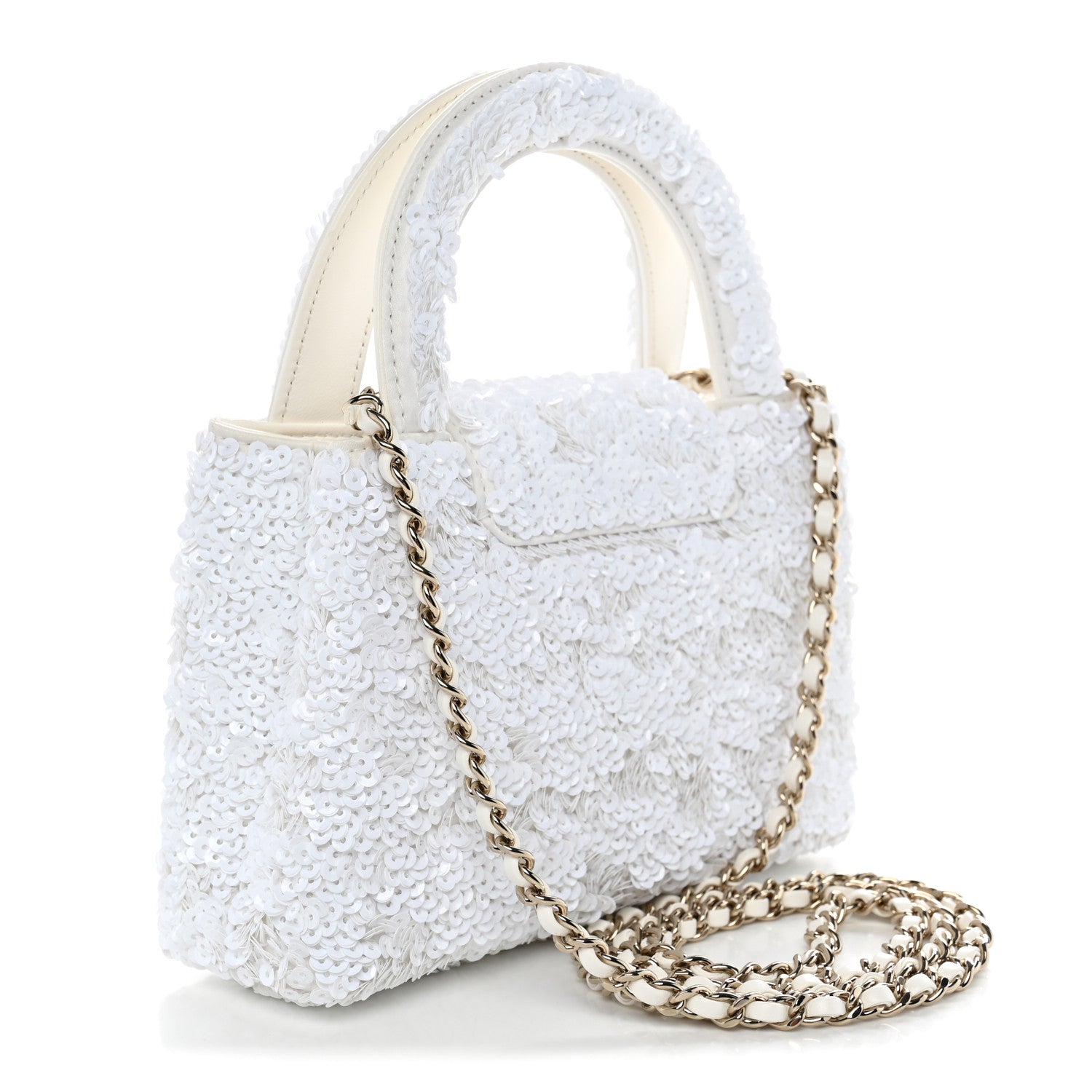 Sequin Nano Kelly Shopper White — view 3