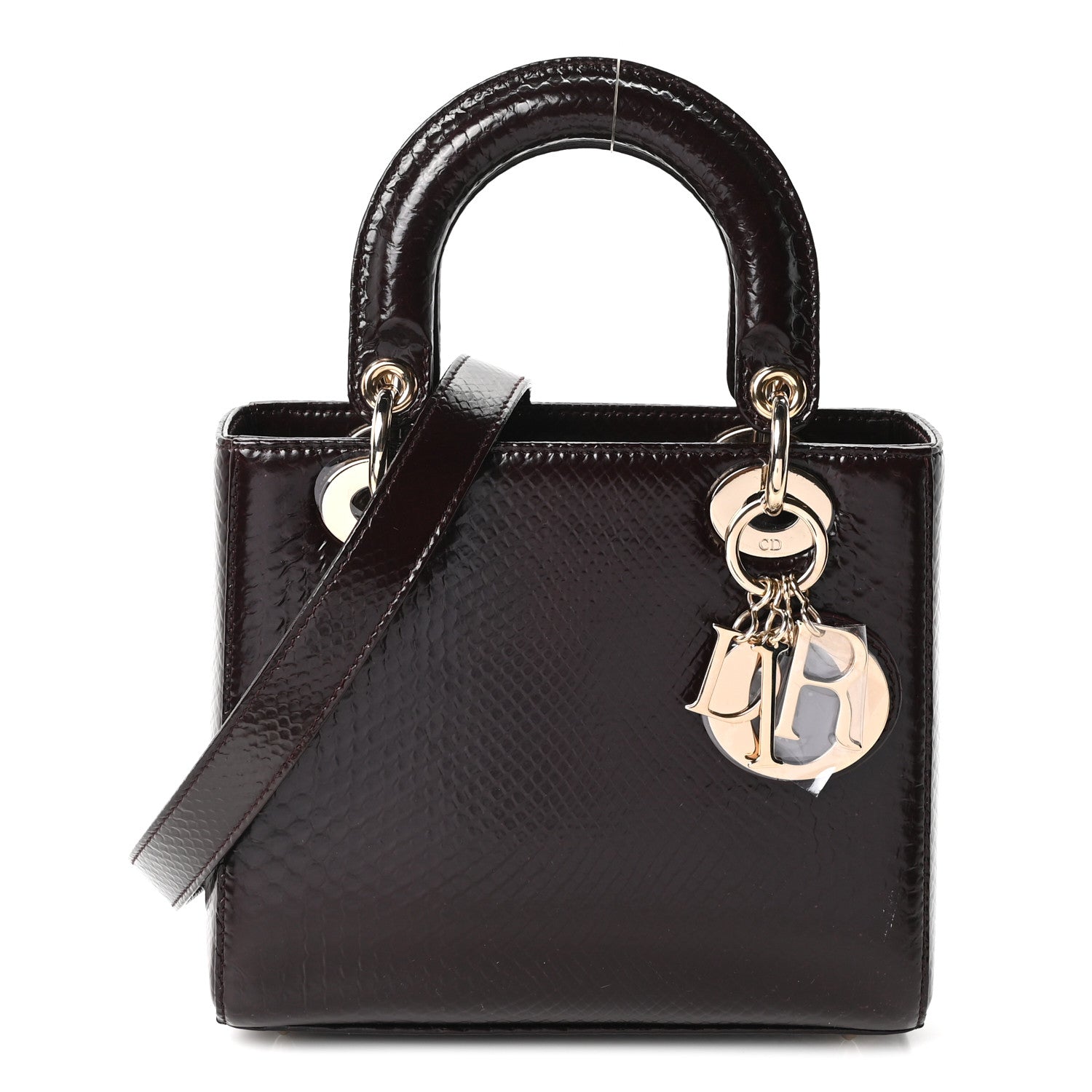 Snakeskin Small Lady Dior Deep Amaranth