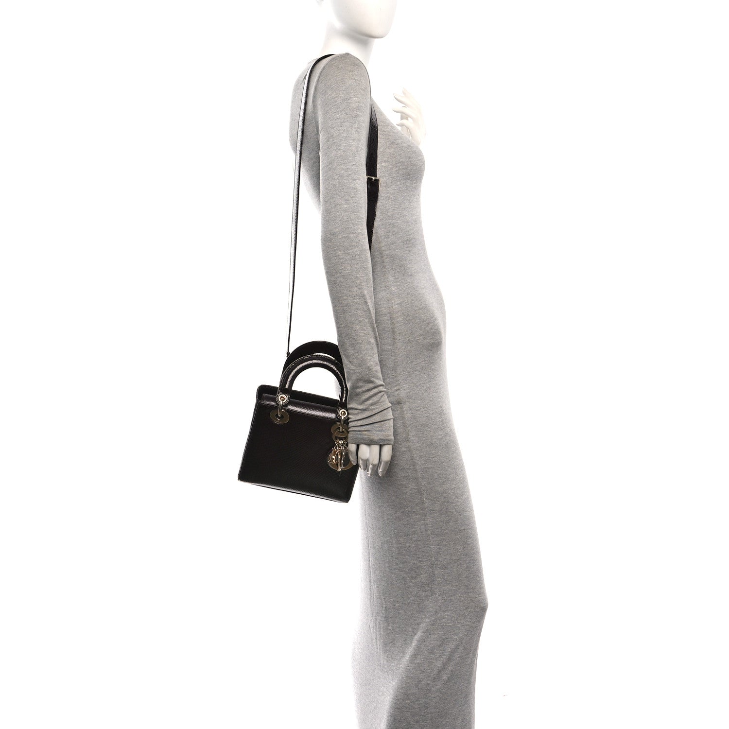 Snakeskin Small Lady Dior Deep Amaranth — view 2