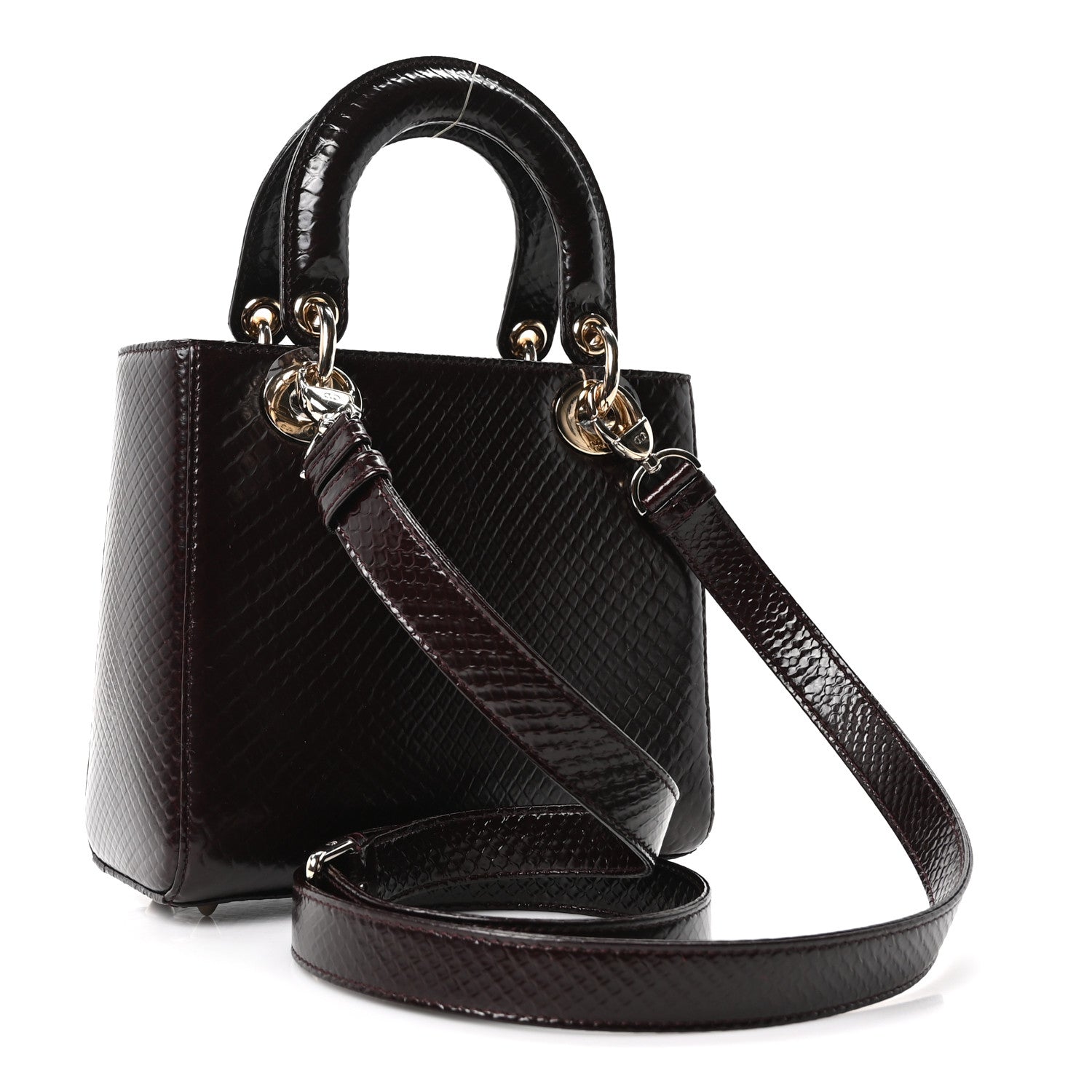 Snakeskin Small Lady Dior Deep Amaranth — view 3