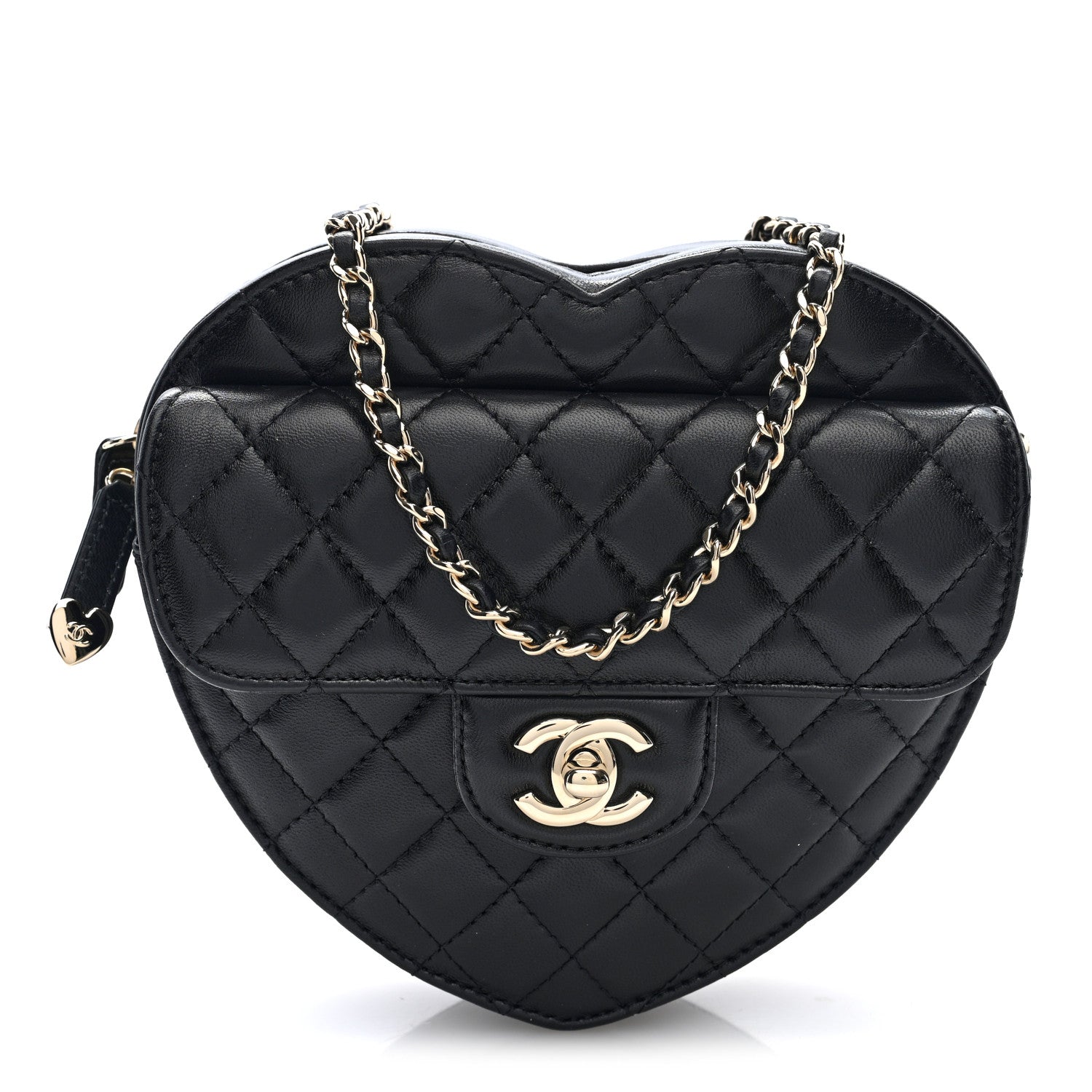 Lambskin Quilted CC In Love Heart Bag Black