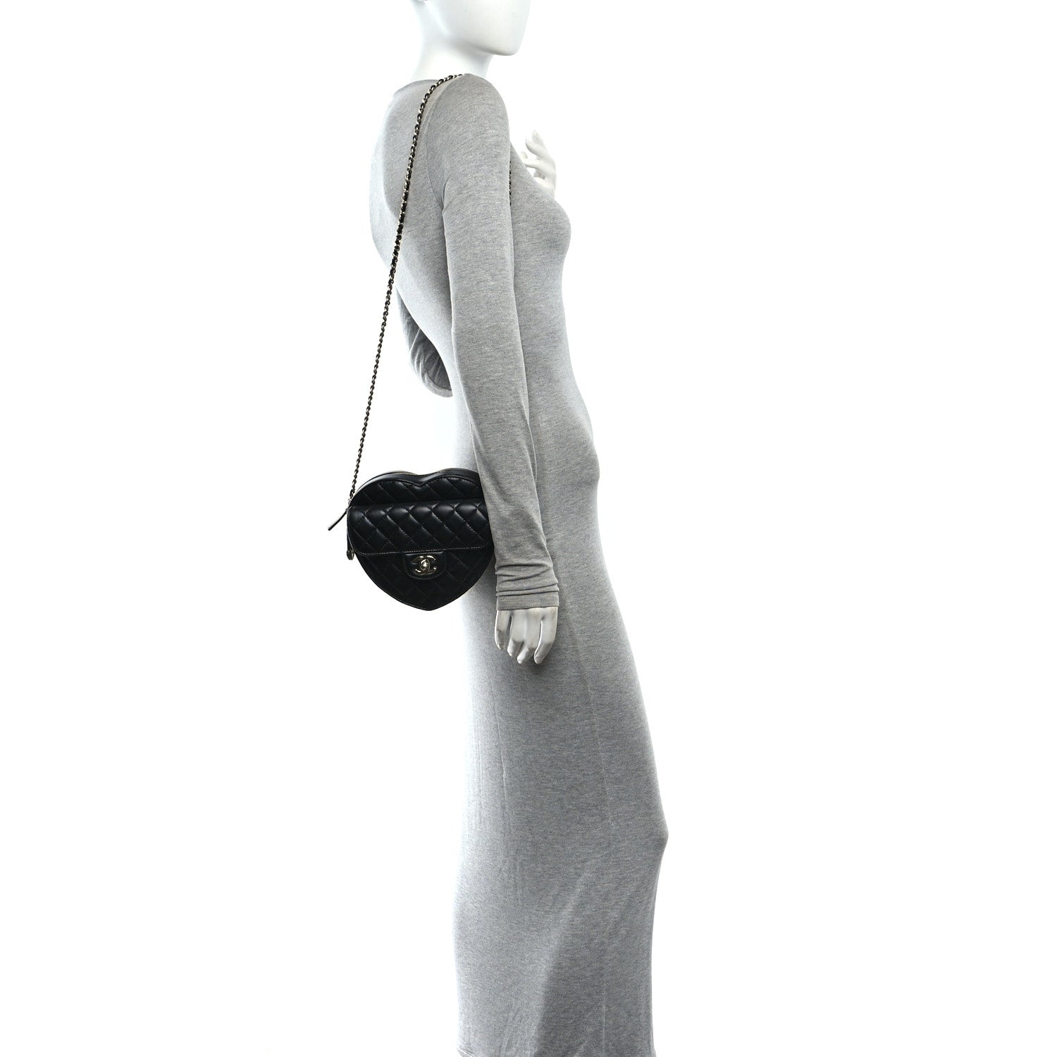 Lambskin Quilted CC In Love Heart Bag Black — view 2