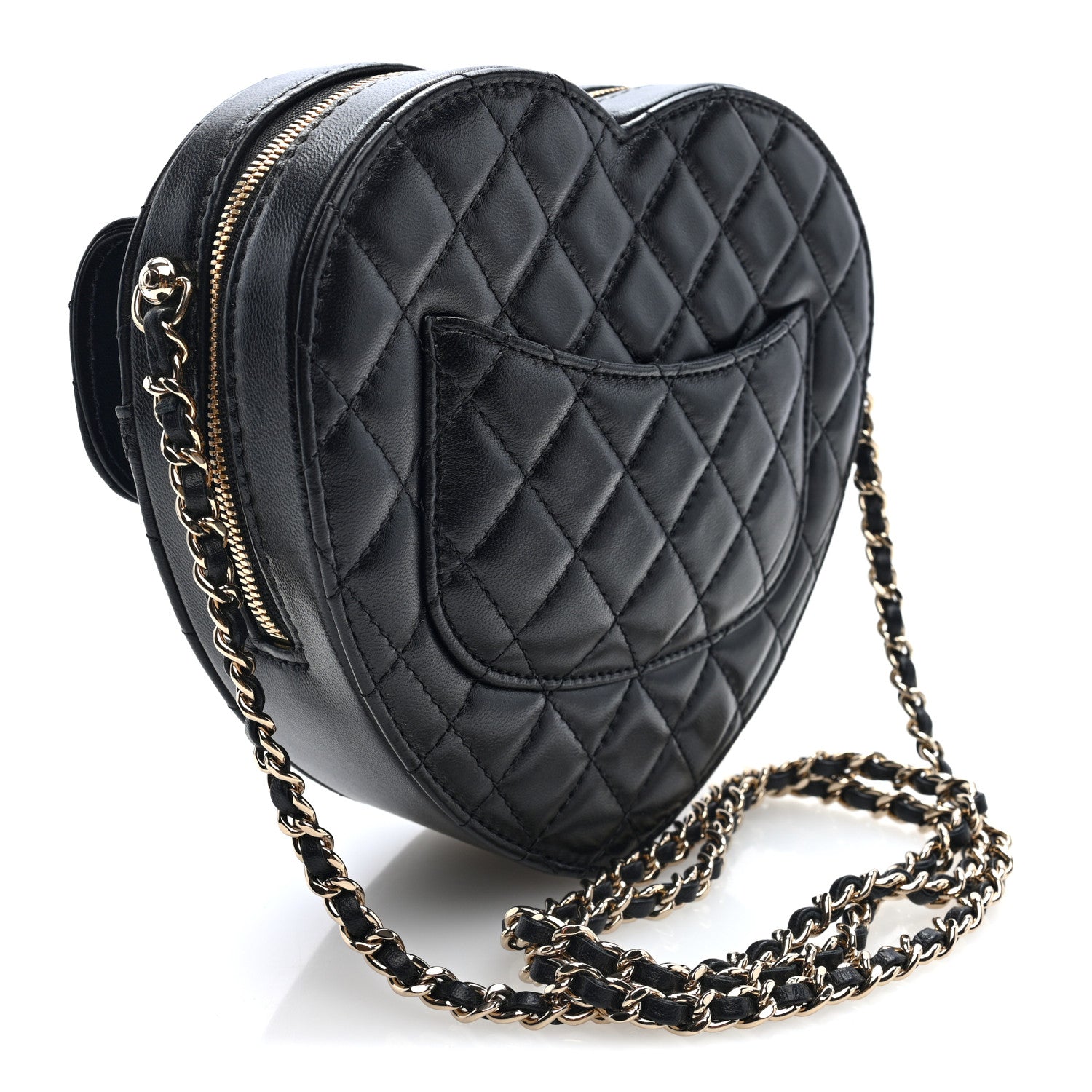 Lambskin Quilted CC In Love Heart Bag Black — view 3