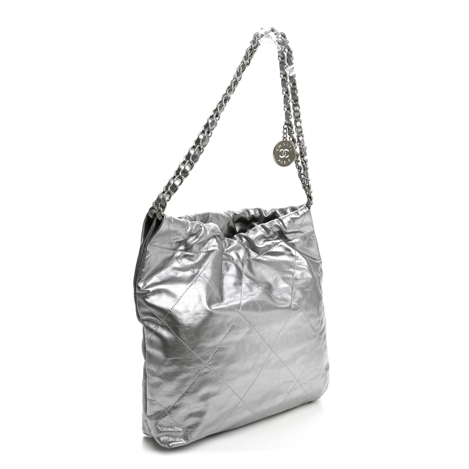 Metallic Calfskin Quilted Small Chanel 22 Silver — view 4
