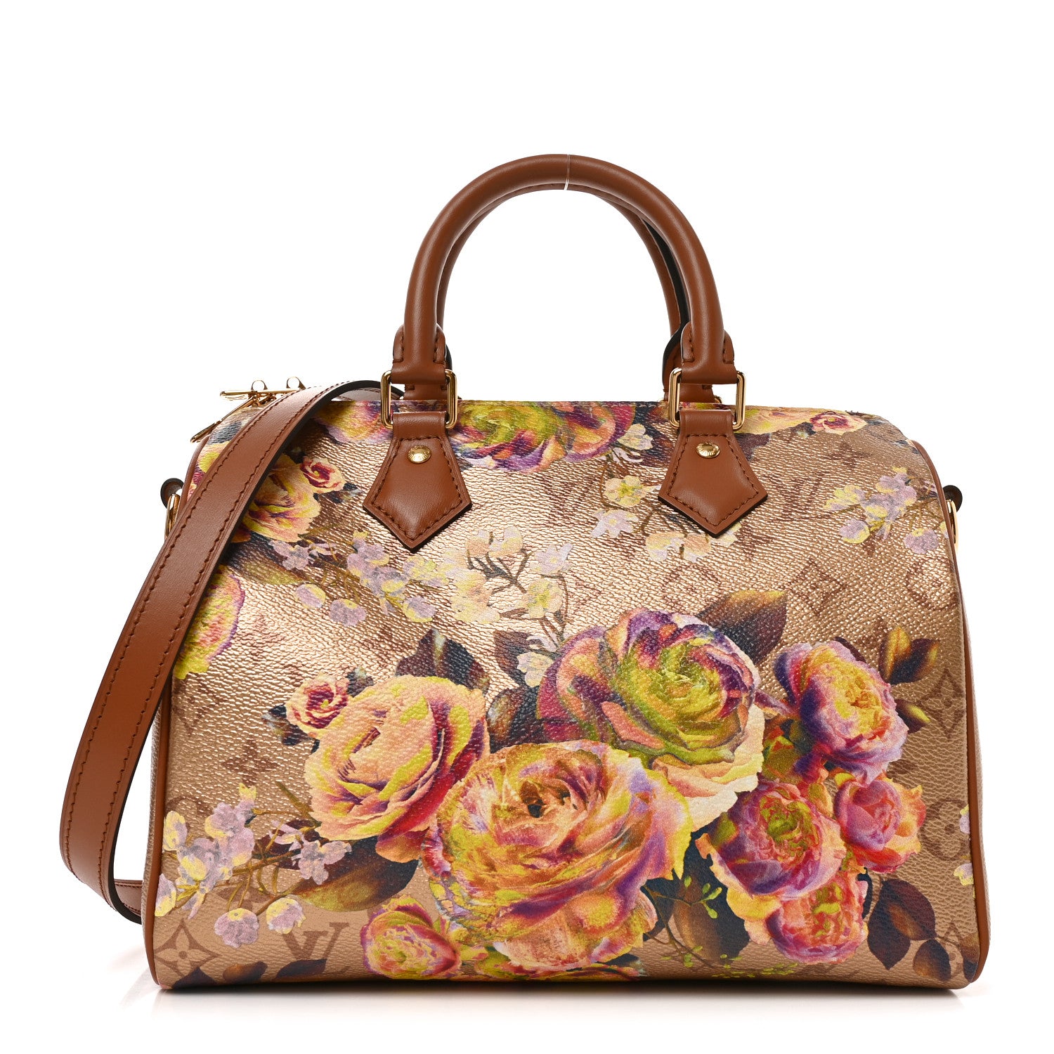 Metallic Monogram LV Garden Speedy Bandouliere 25 Gold