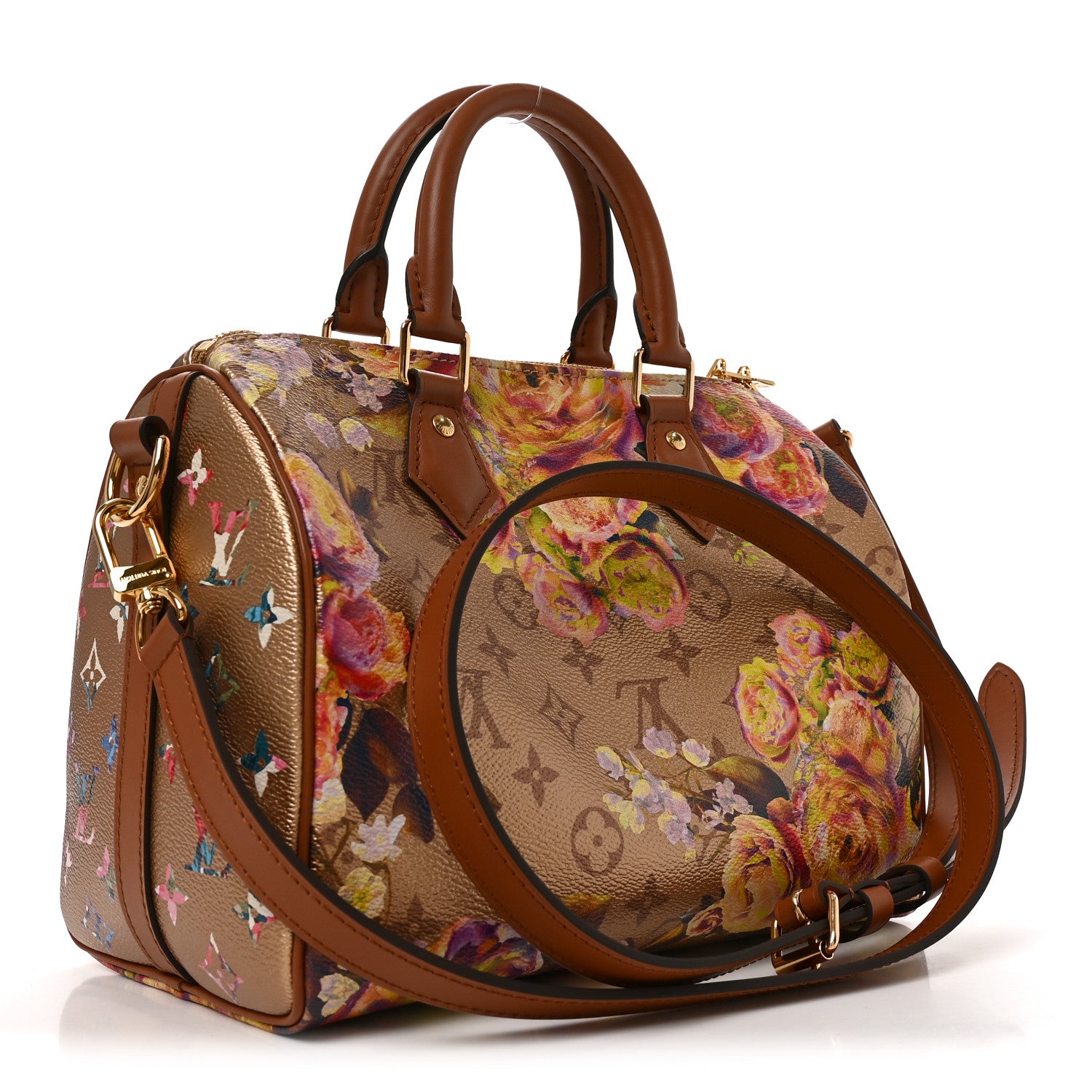 Metallic Monogram LV Garden Speedy Bandouliere 25 Gold — view 3