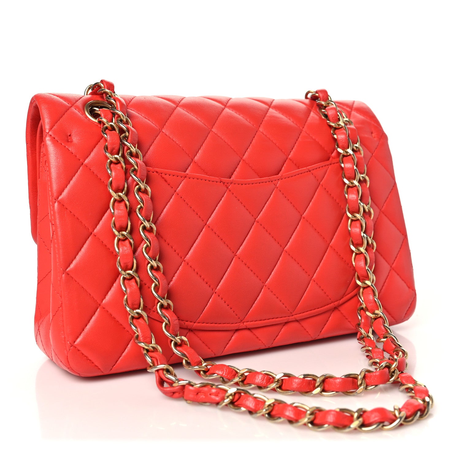 Lambskin Quilted Small Double Flap Red — view 3
