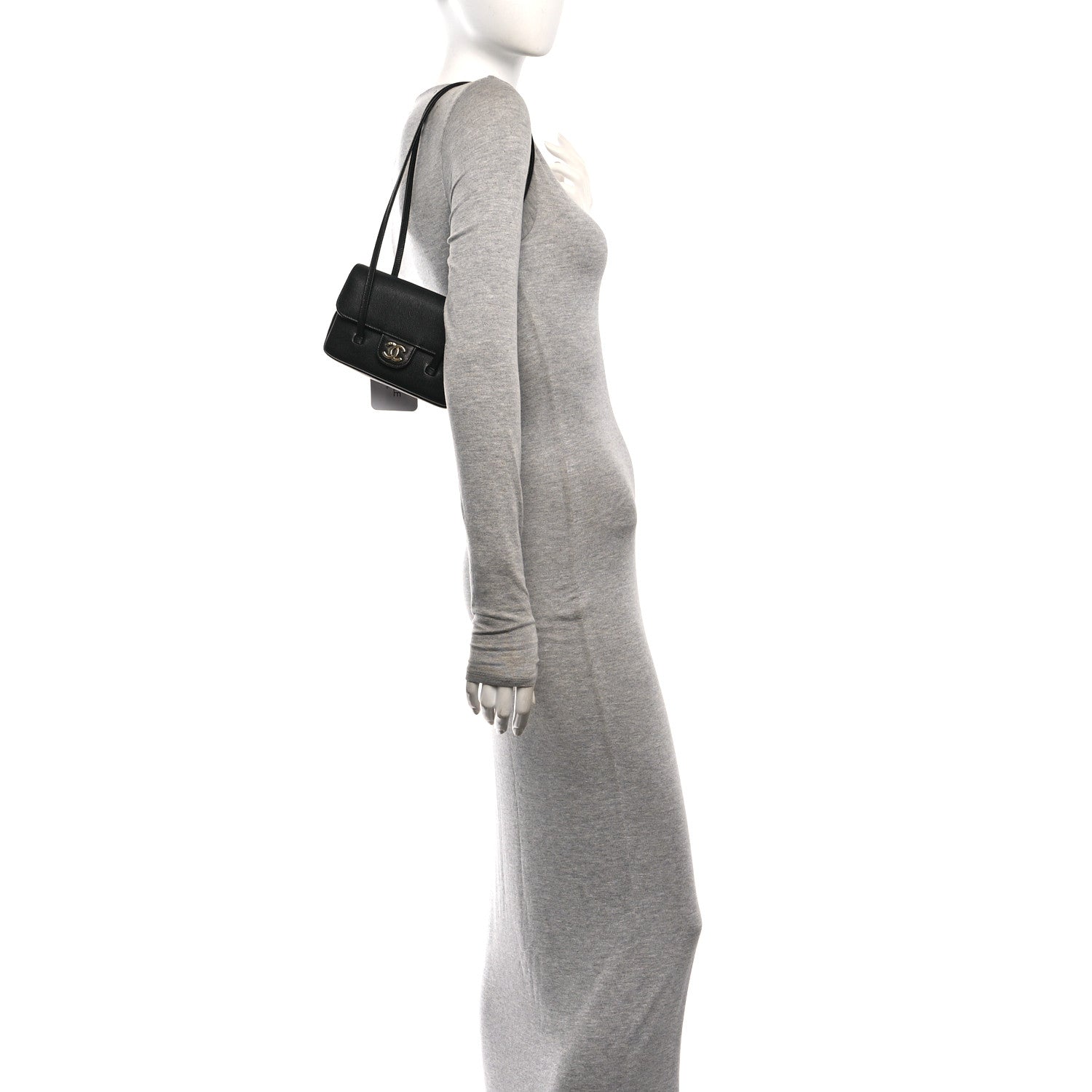 Shiny Caviar Mini Preppy Coco Shoulder Bag Black — view 2