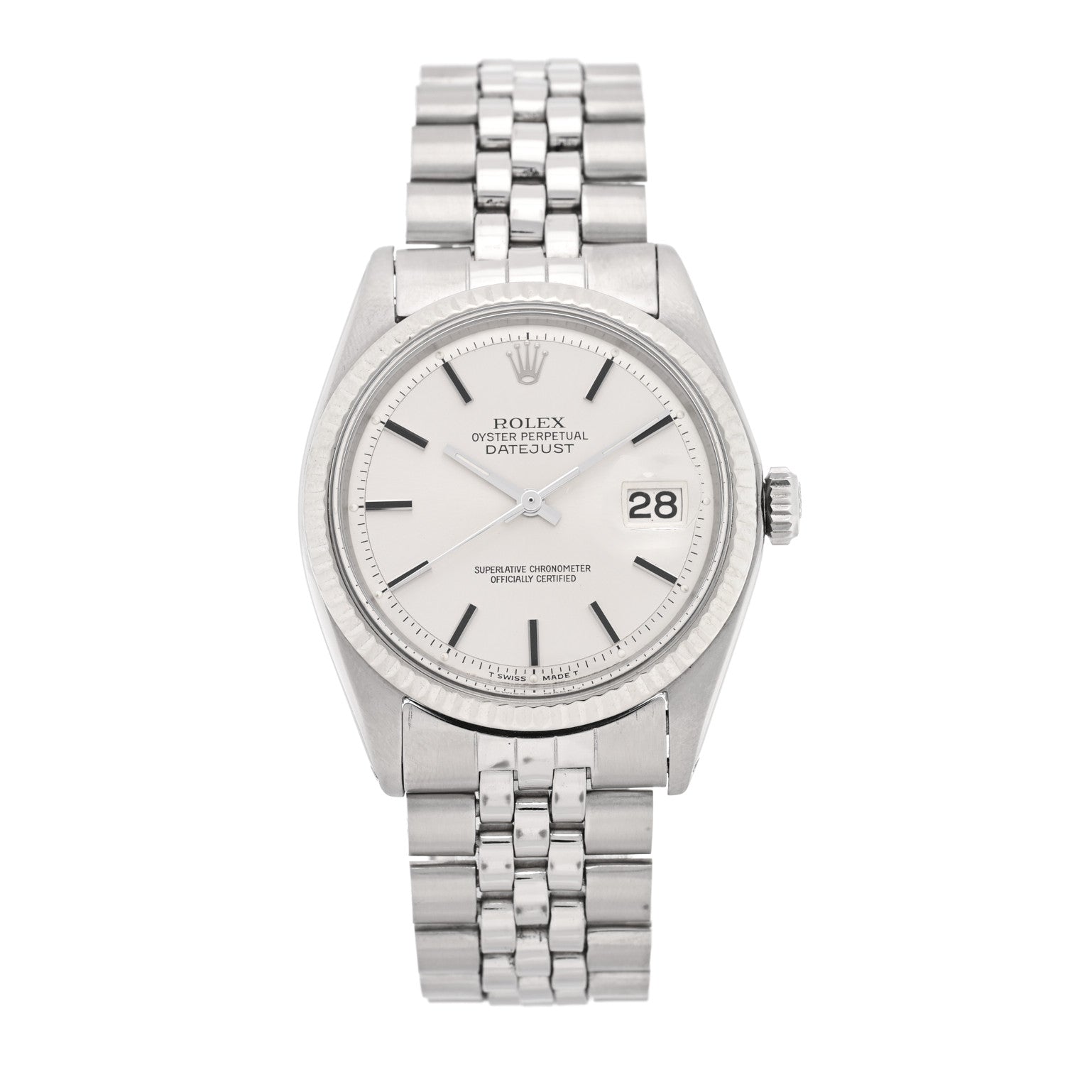 Stainless Steel 18K White Gold 36mm Oyster Perpetual Datejust Watch Silver 1601
