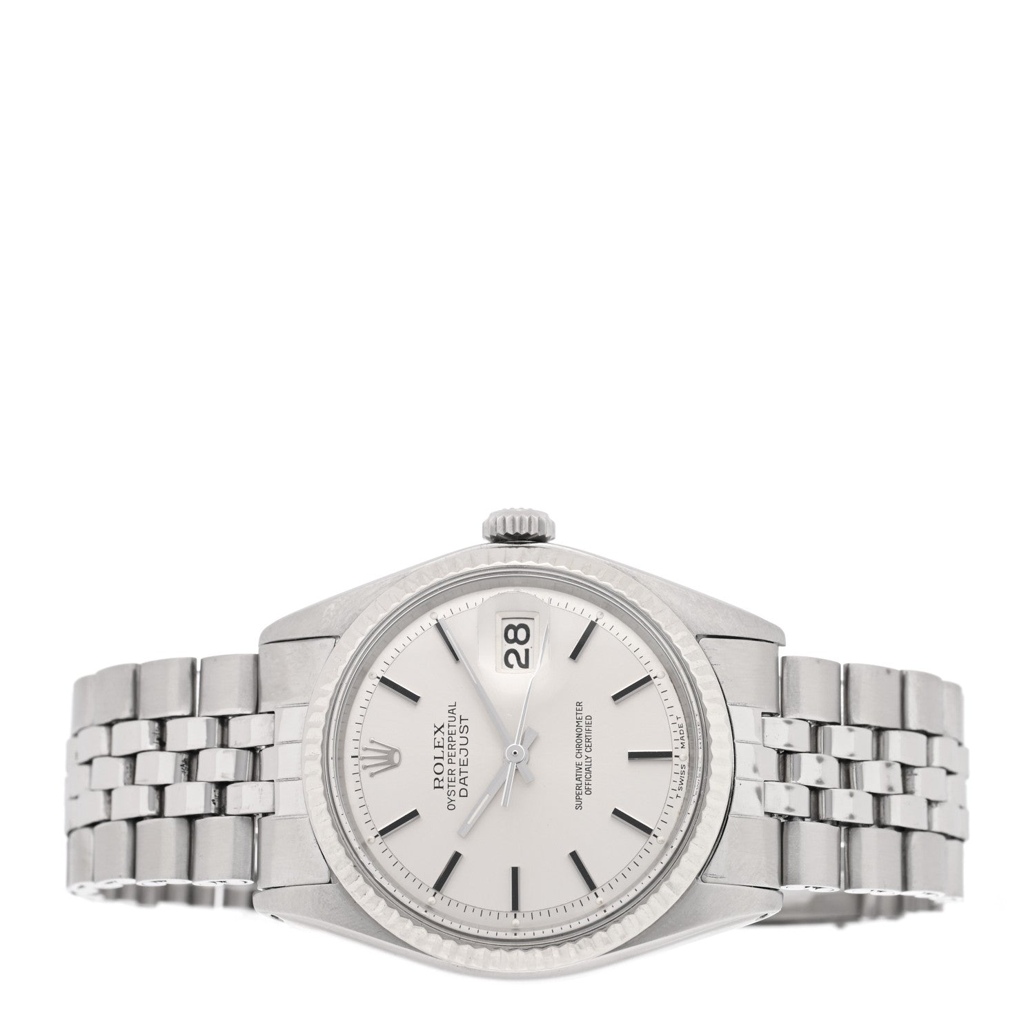Stainless Steel 18K White Gold 36mm Oyster Perpetual Datejust Watch Silver 1601 — view 2