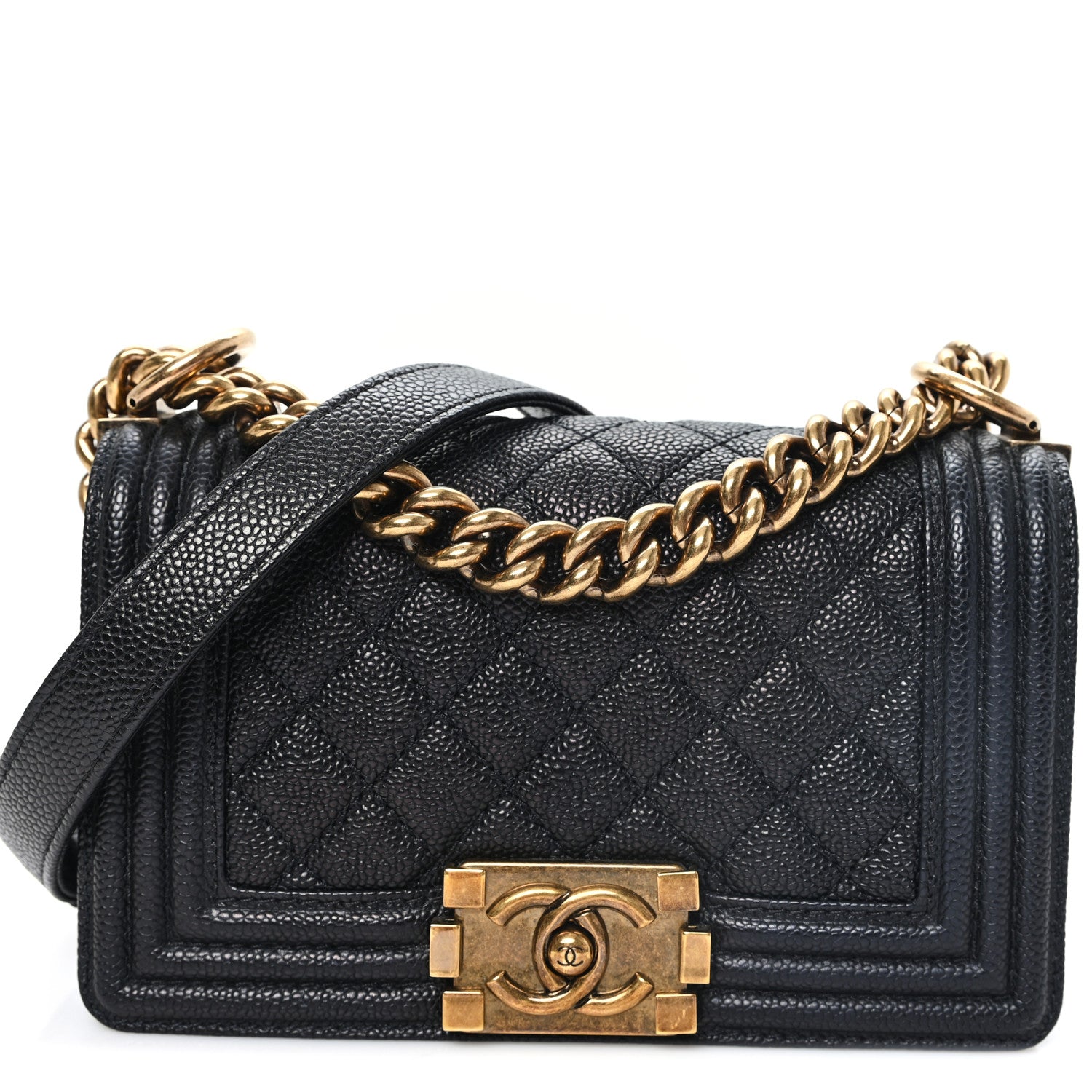 Caviar Quilted Small Boy Flap Black