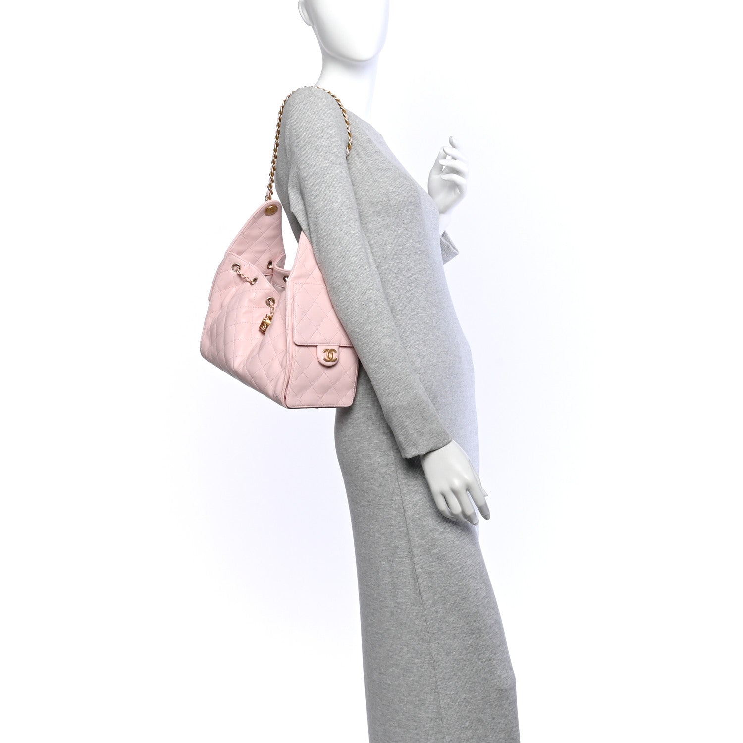 Caviar Quilted Small Chanel 25 Handbag Light Pink — view 2