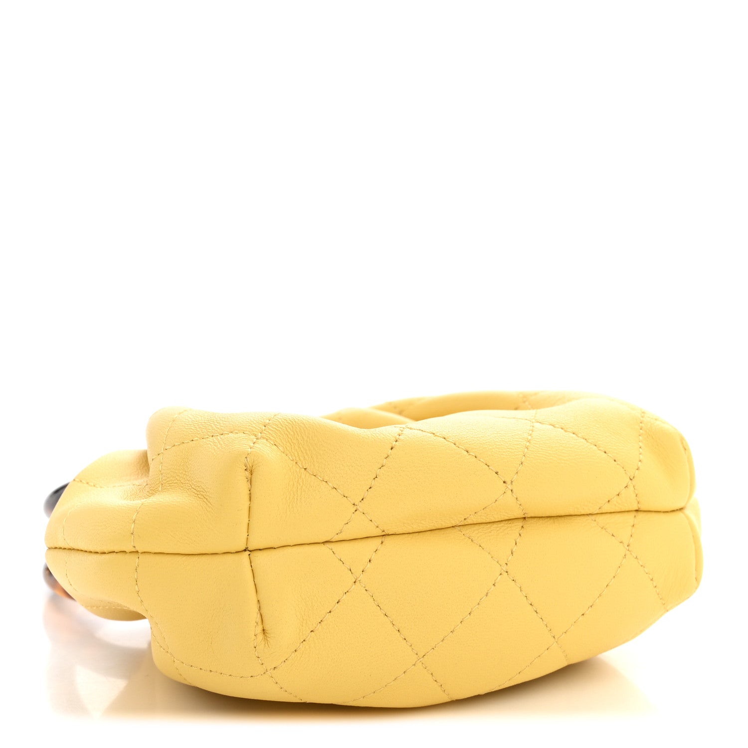 Lambskin Plexiglass Tortoise Shell Quilted Mini Pouch Yellow — view 4
