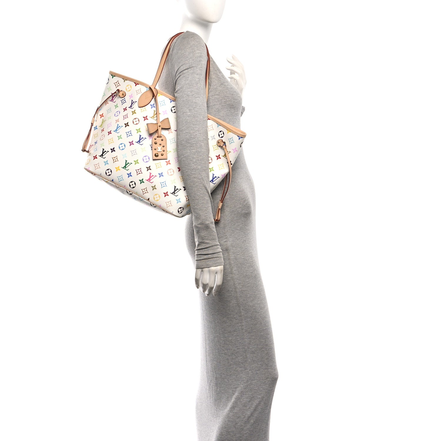 LV X TM Monogram Multicolor Neverfull MM White — view 2
