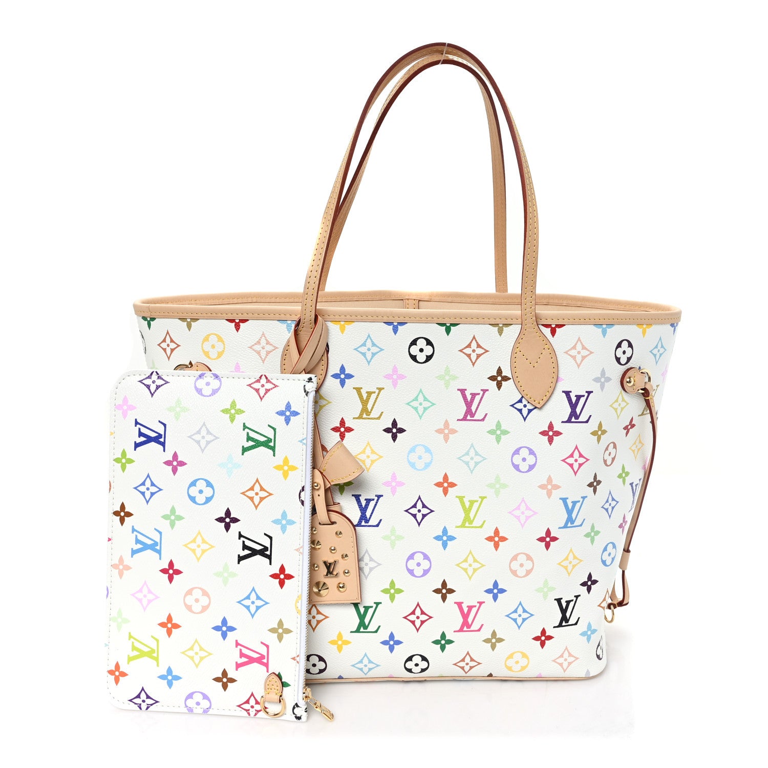 LV X TM Monogram Multicolor Neverfull MM White — view 3