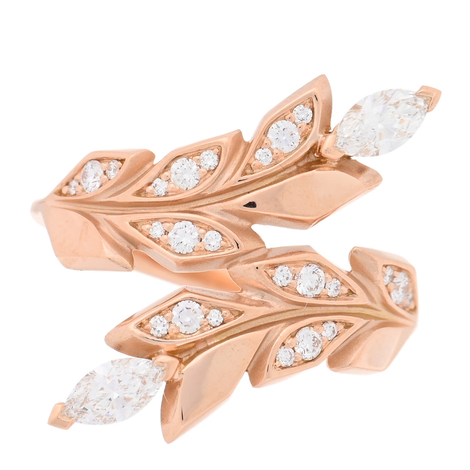 18K Rose Gold Diamond Victoria Vine Bypass Ring 52 6