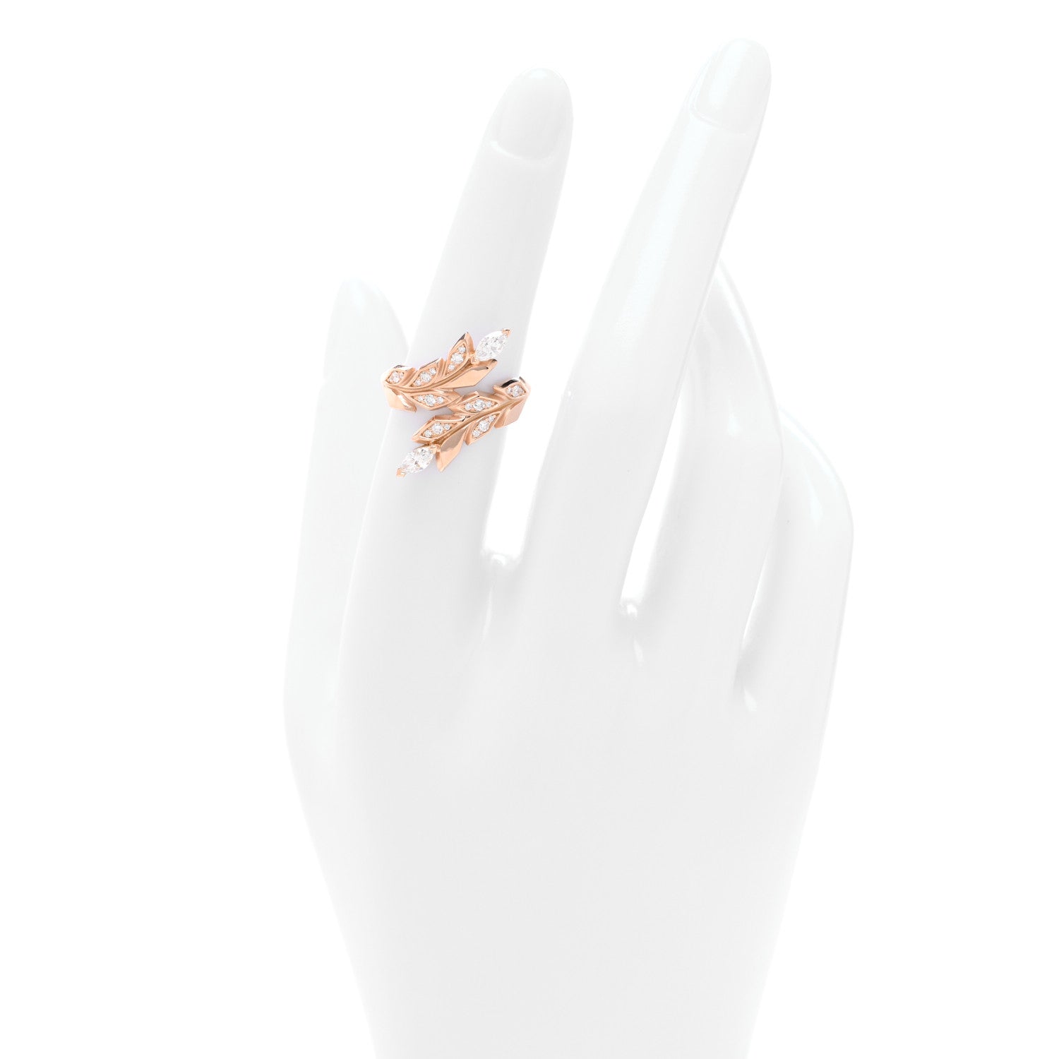 18K Rose Gold Diamond Victoria Vine Bypass Ring 52 6 — view 2