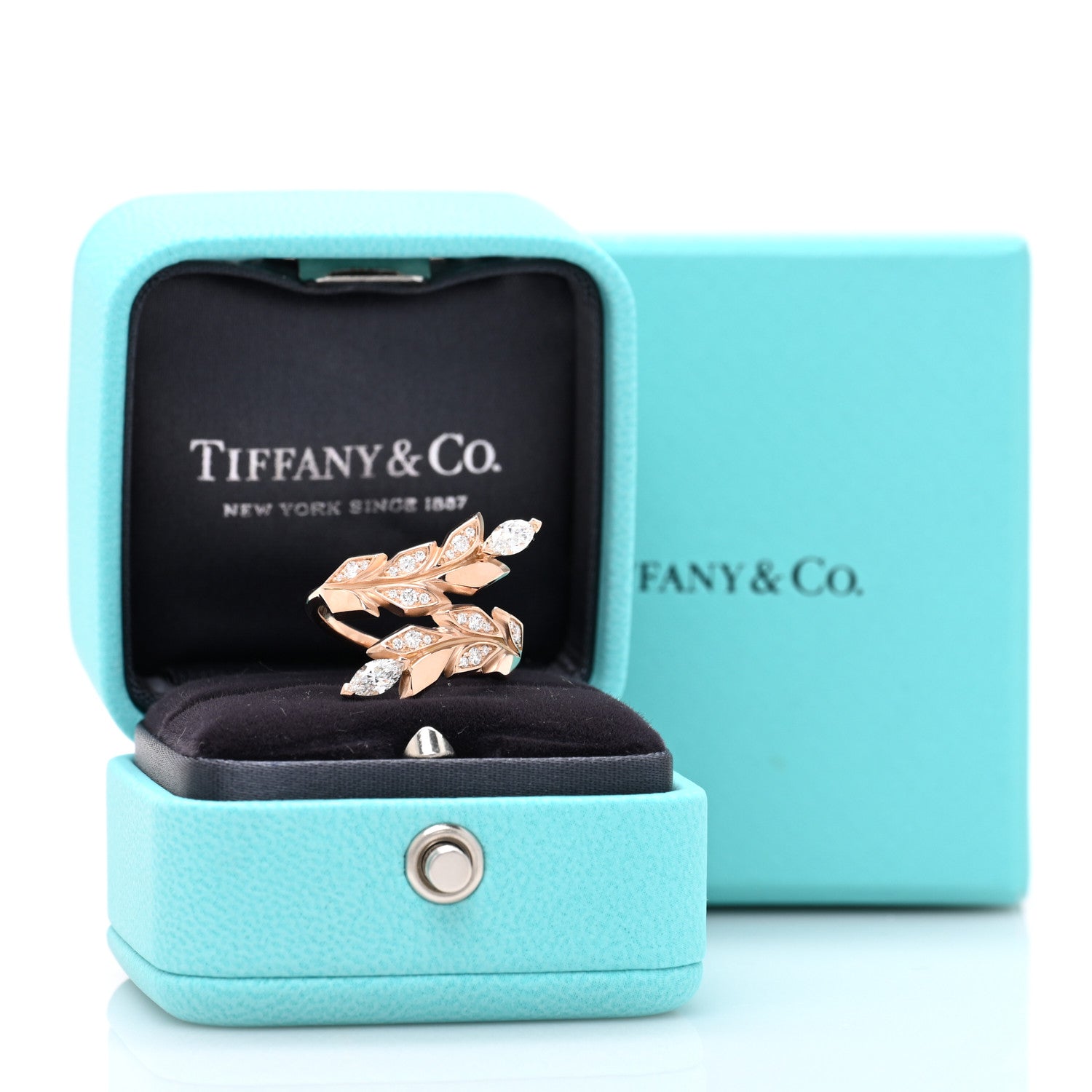 18K Rose Gold Diamond Victoria Vine Bypass Ring 52 6 — view 5