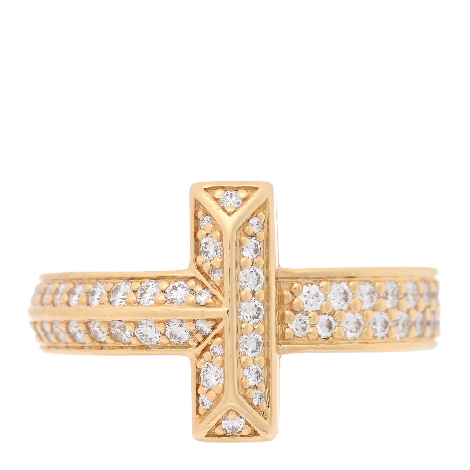 18K Yellow Gold Diamond T T1 Wide Ring 52 6