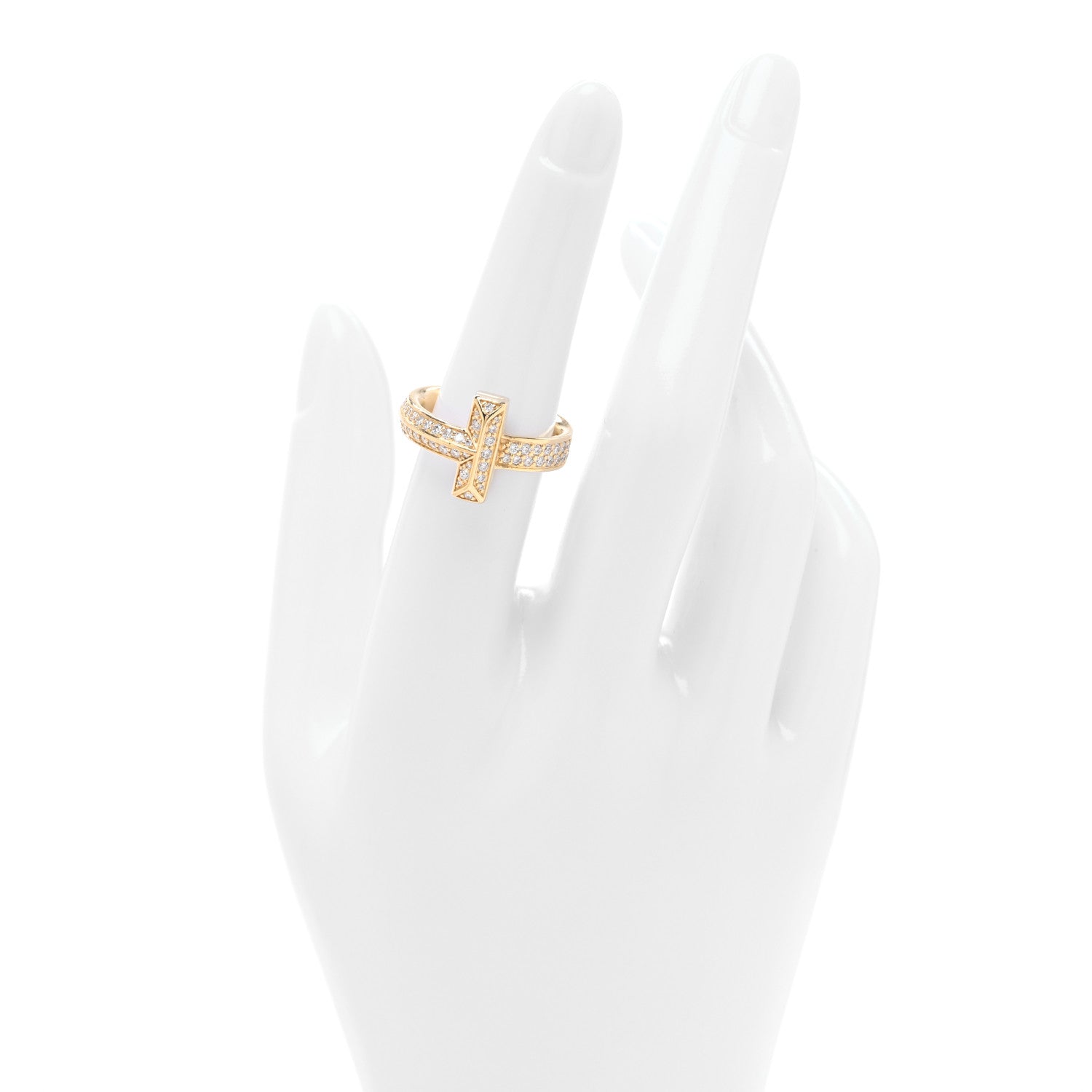 18K Yellow Gold Diamond T T1 Wide Ring 52 6 — view 2