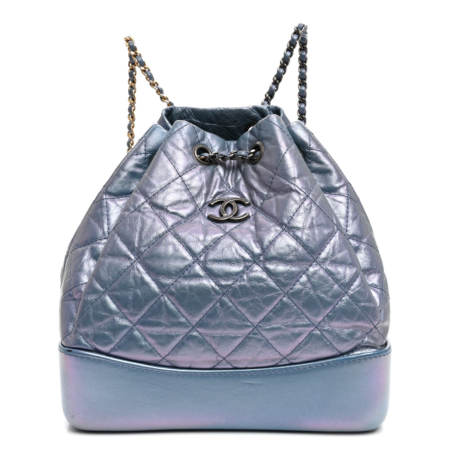Iridescent Lambskin Calfskin Quilted Gabrielle Backpack Light Purple