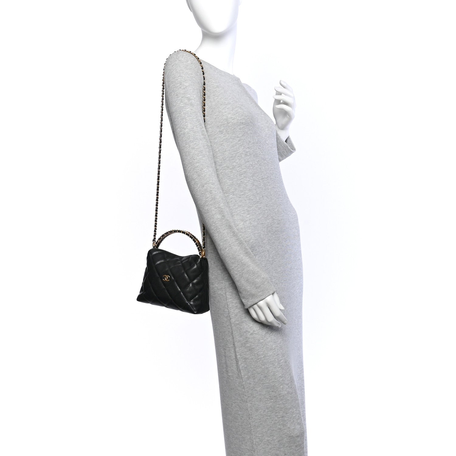 Caviar Quilted Chanel Way Clutch With Chain Black — view 2