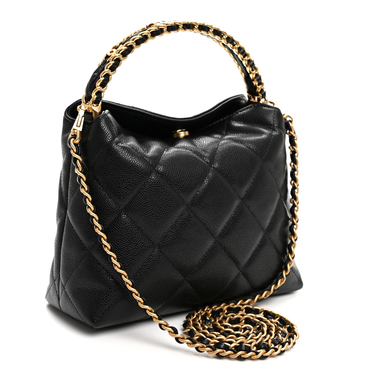 Caviar Quilted Chanel Way Clutch With Chain Black — view 3