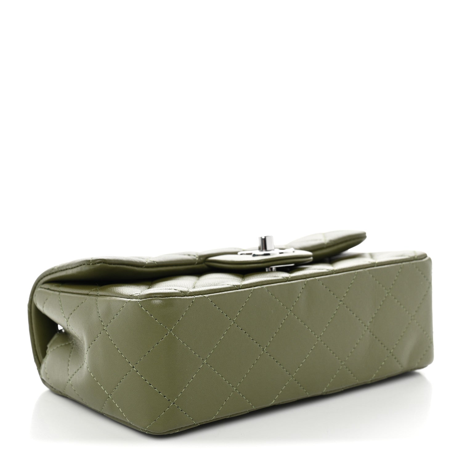 Lambskin Quilted Mini Rectangular Flap Green — view 4