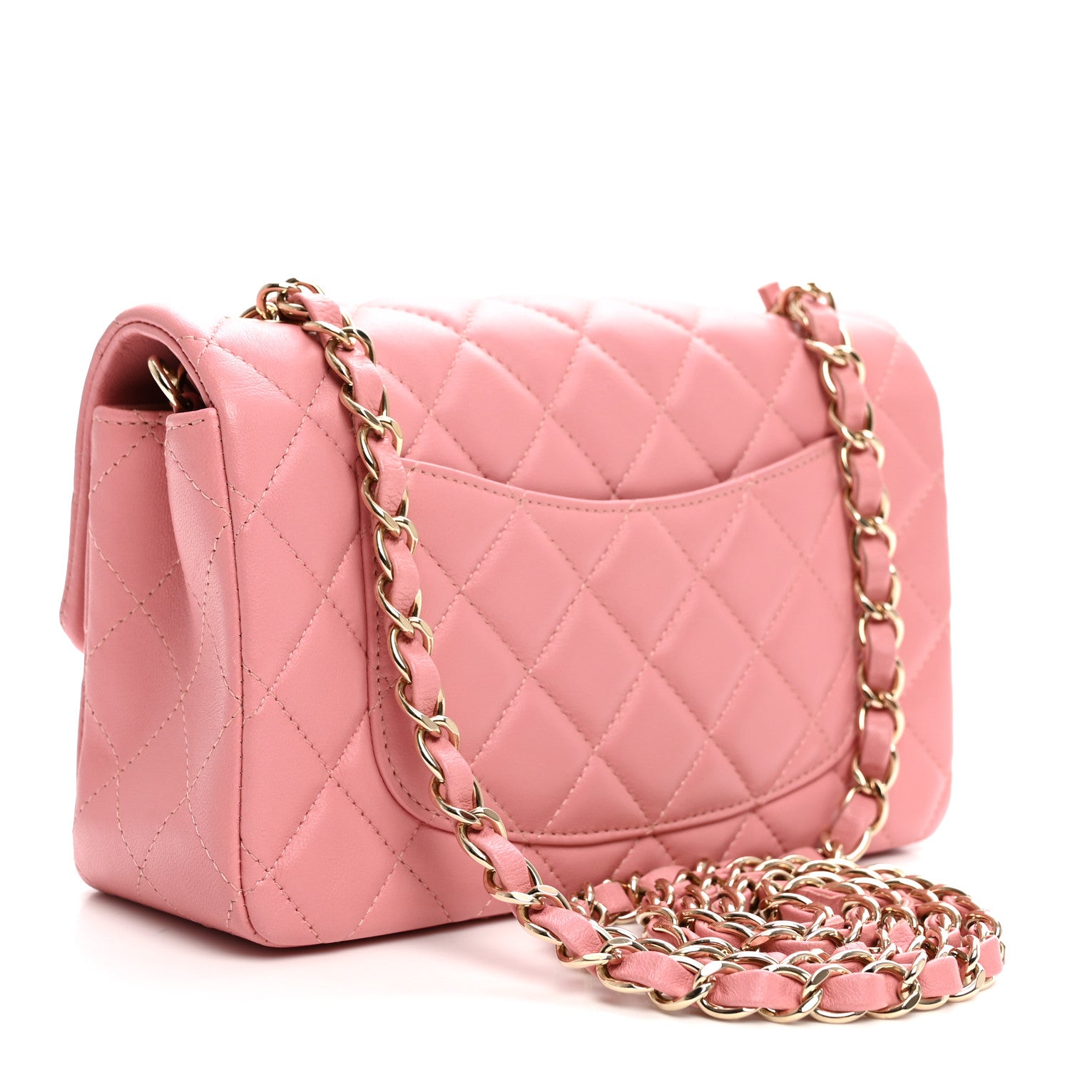 Lambskin Quilted Mini Rectangular Flap Pink — view 3
