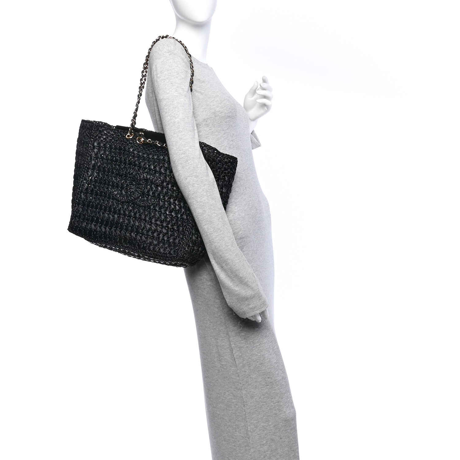 Raffia Coco Beach Shopping Bag Black — view 2