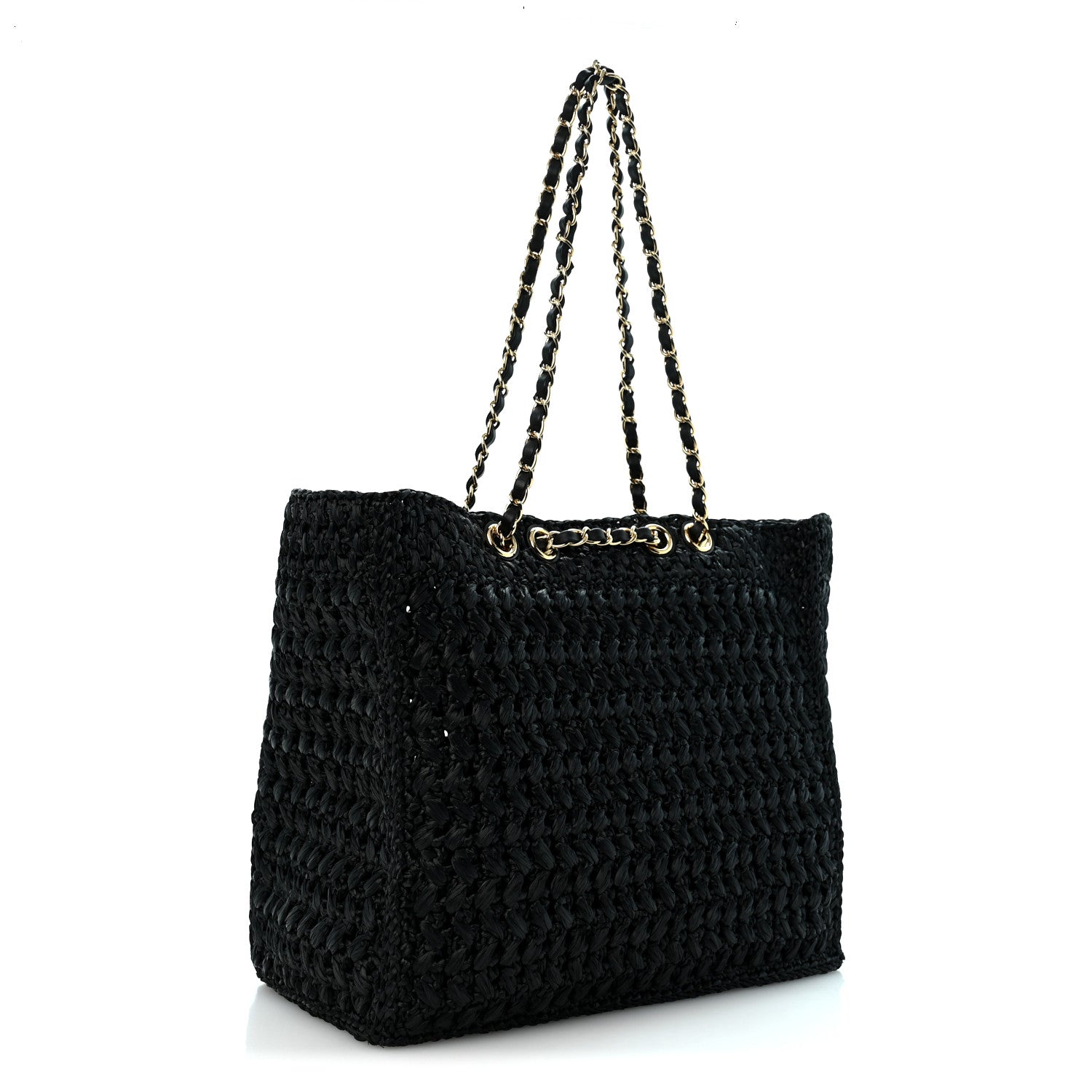 Raffia Coco Beach Shopping Bag Black — view 3