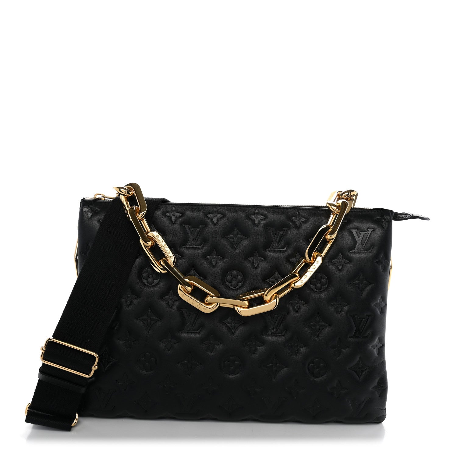 Lambskin Embossed Monogram Coussin MM Black