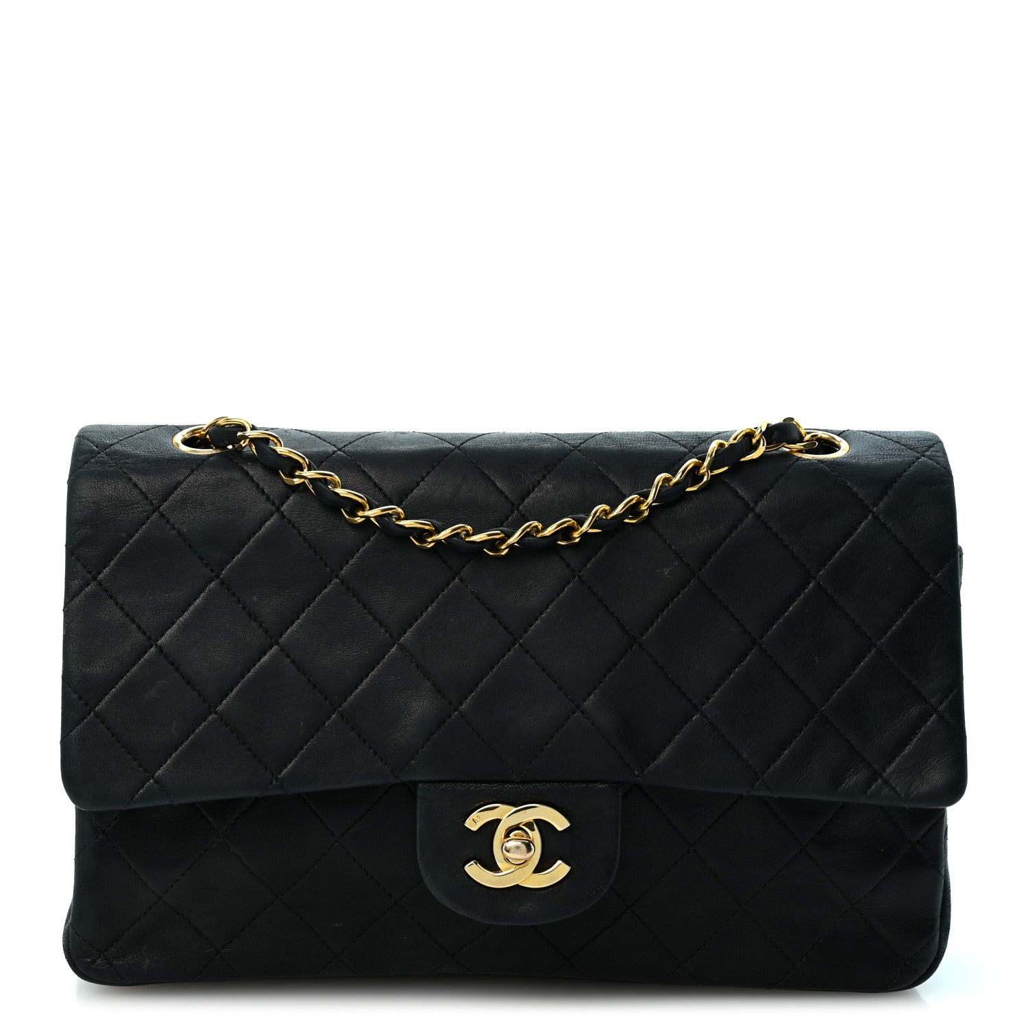 Lambskin Quilted Small Double Flap Black