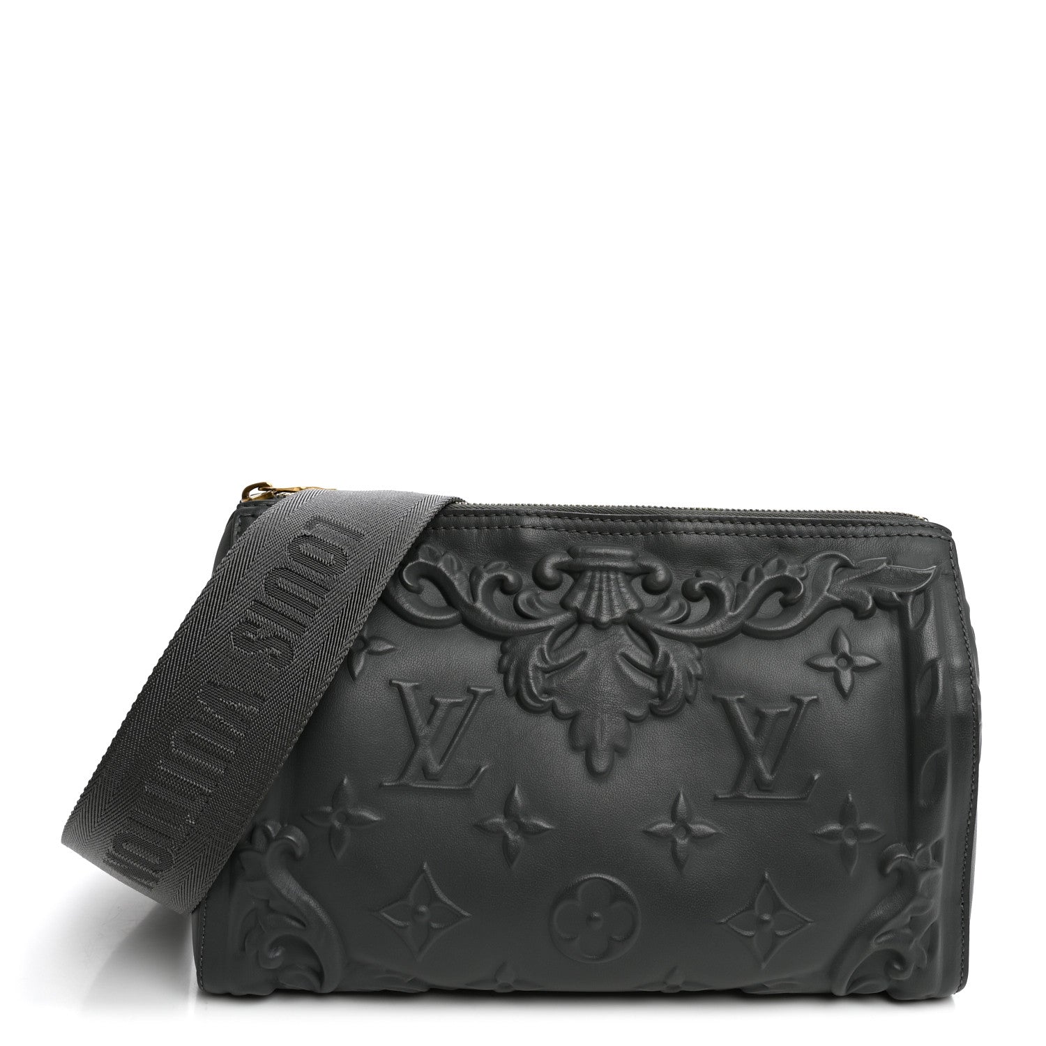 Calfskin Debossed Monogram Versailles City Keepall Dark Shadow Grey
