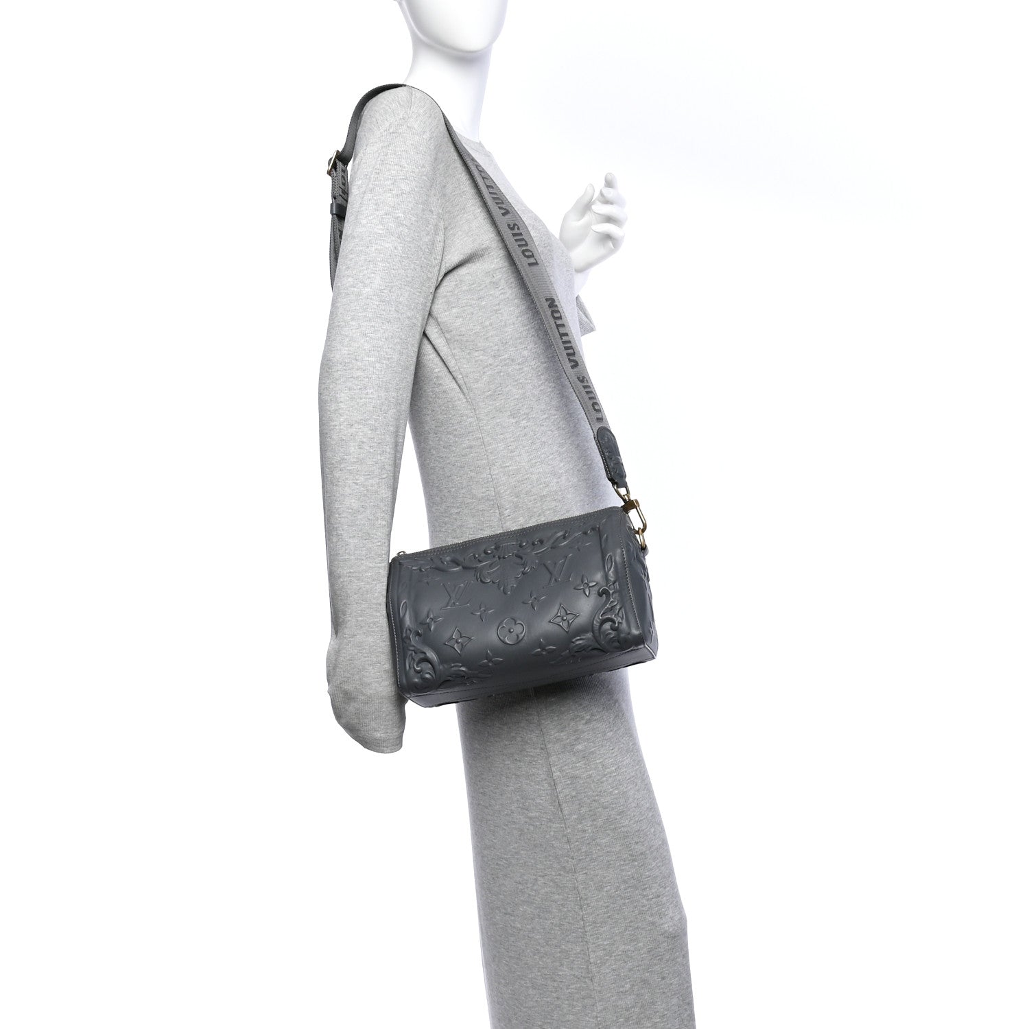 Calfskin Debossed Monogram Versailles City Keepall Dark Shadow Grey — view 2