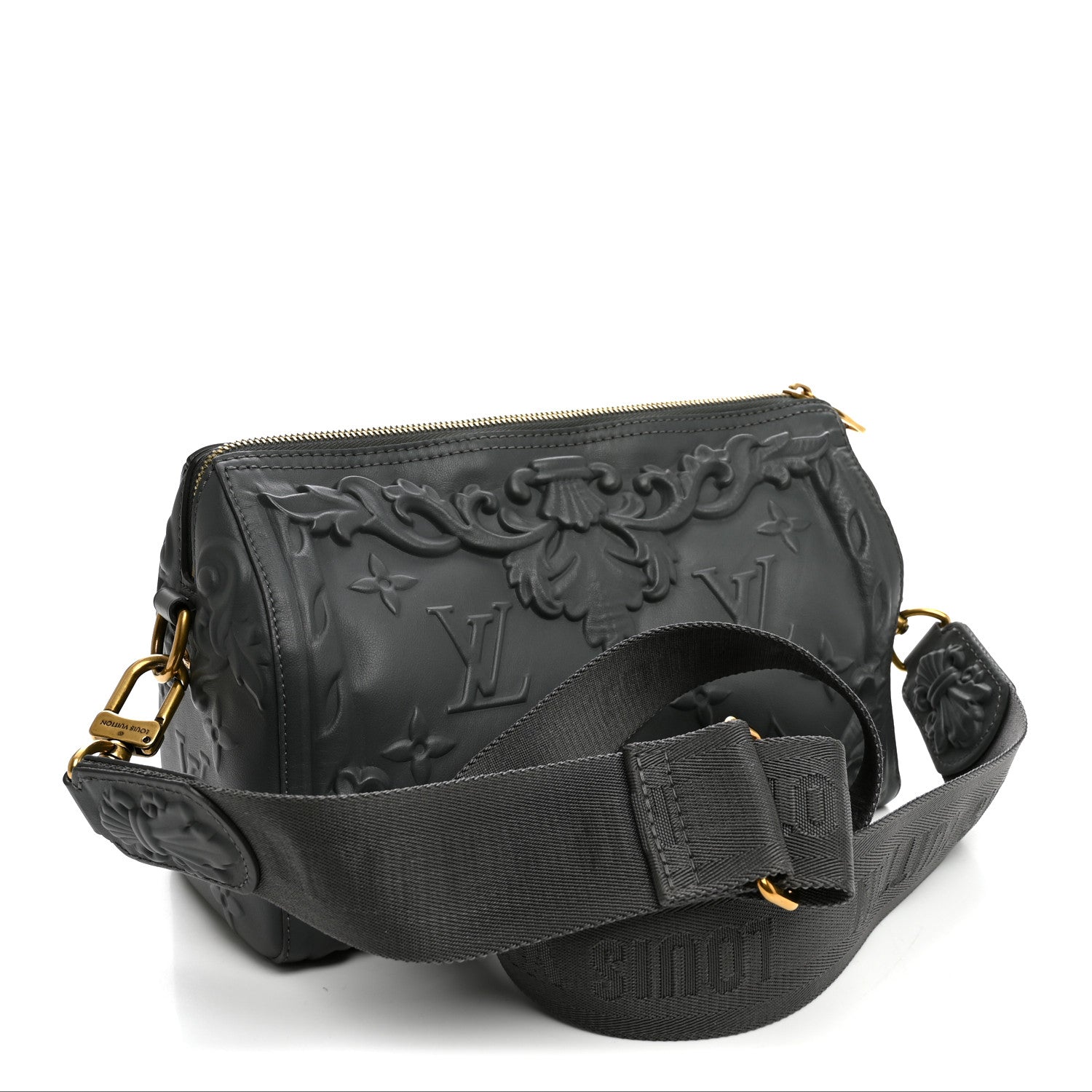 Calfskin Debossed Monogram Versailles City Keepall Dark Shadow Grey — view 3
