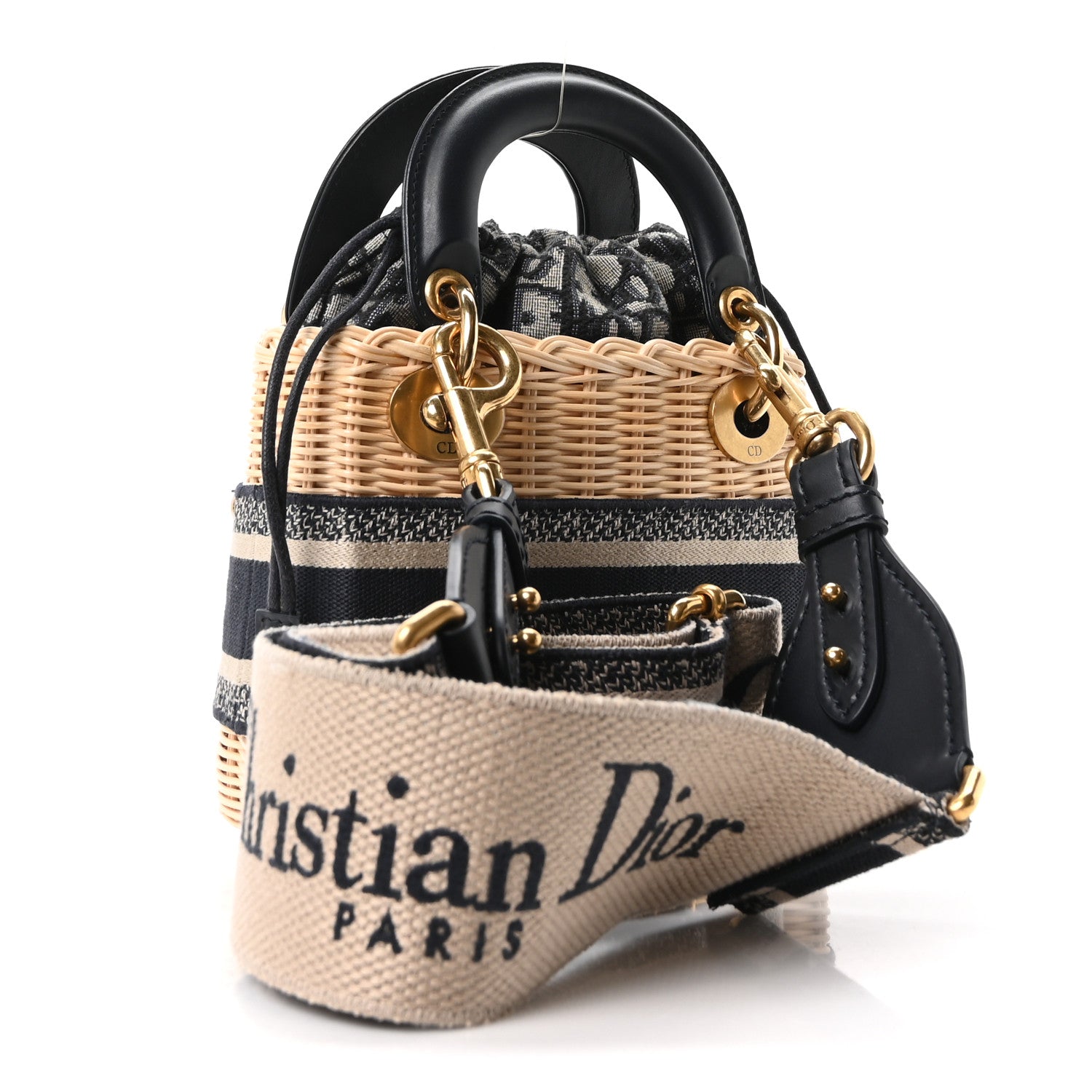 Wicker Oblique Mini Lady Dior Bag Blue — view 3