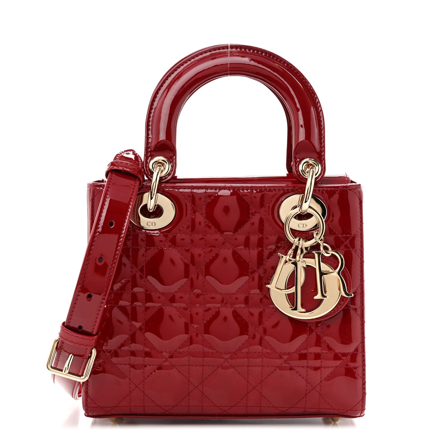 Patent Cannage Small Lady Dior Cherry Red