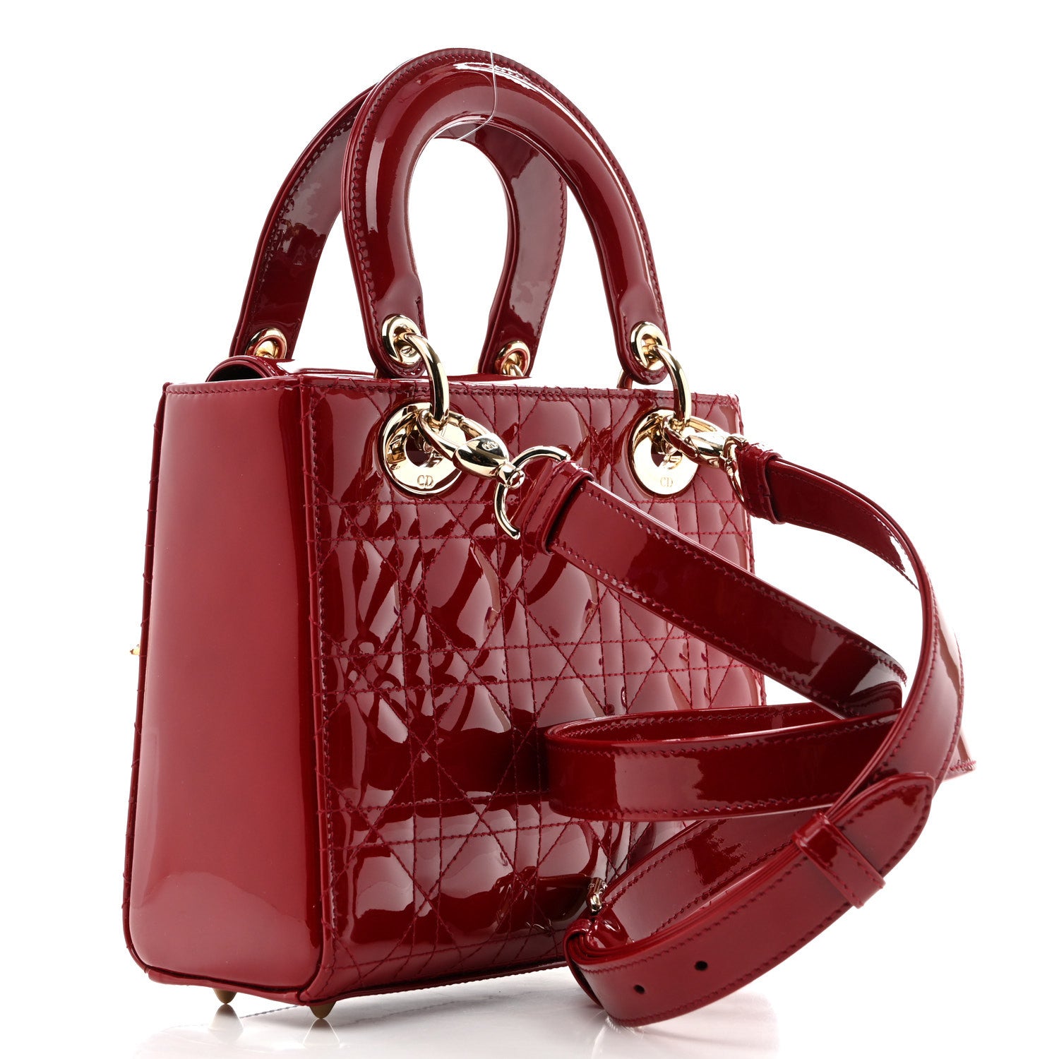 Patent Cannage Small Lady Dior Cherry Red — view 2