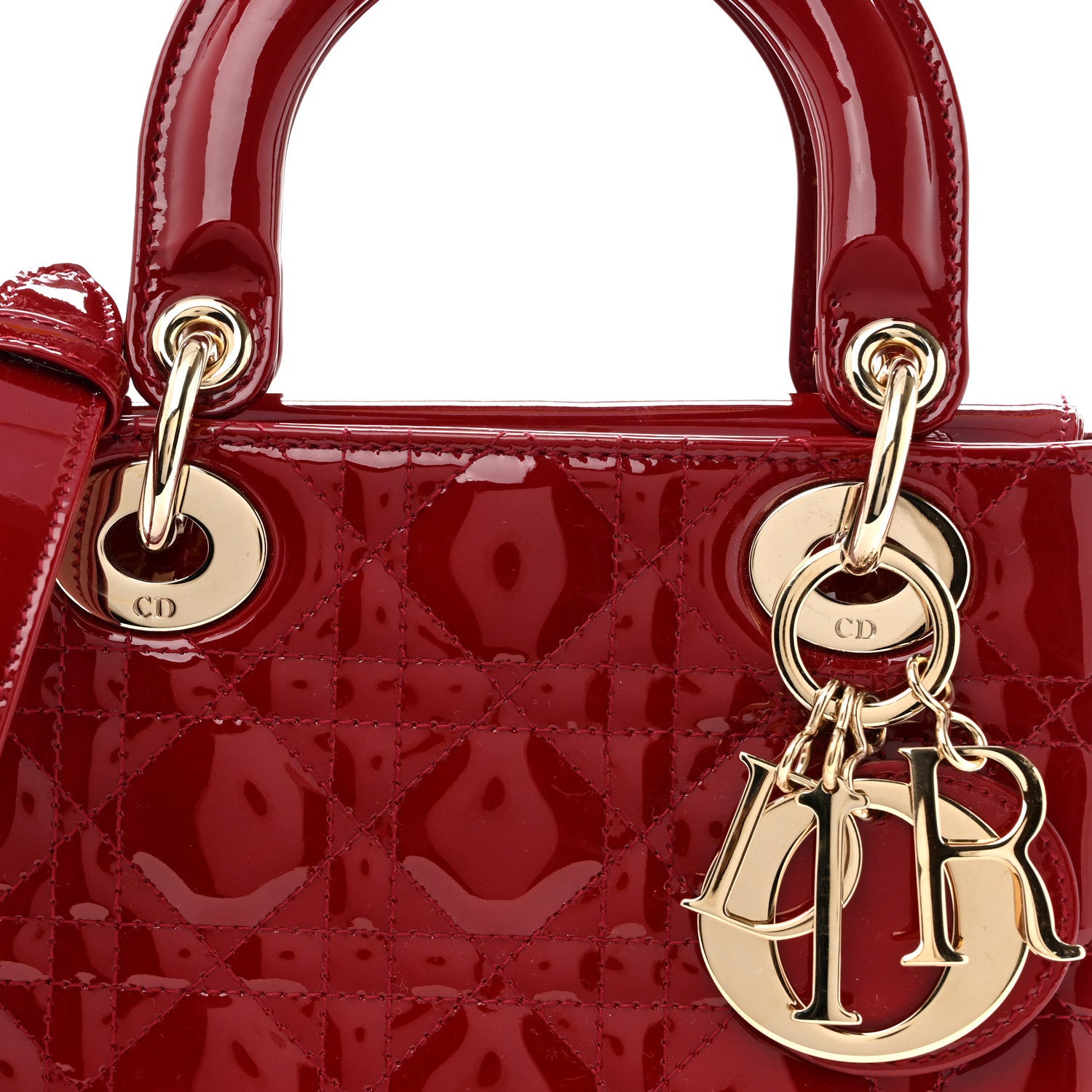 Patent Cannage Small Lady Dior Cherry Red — view 5