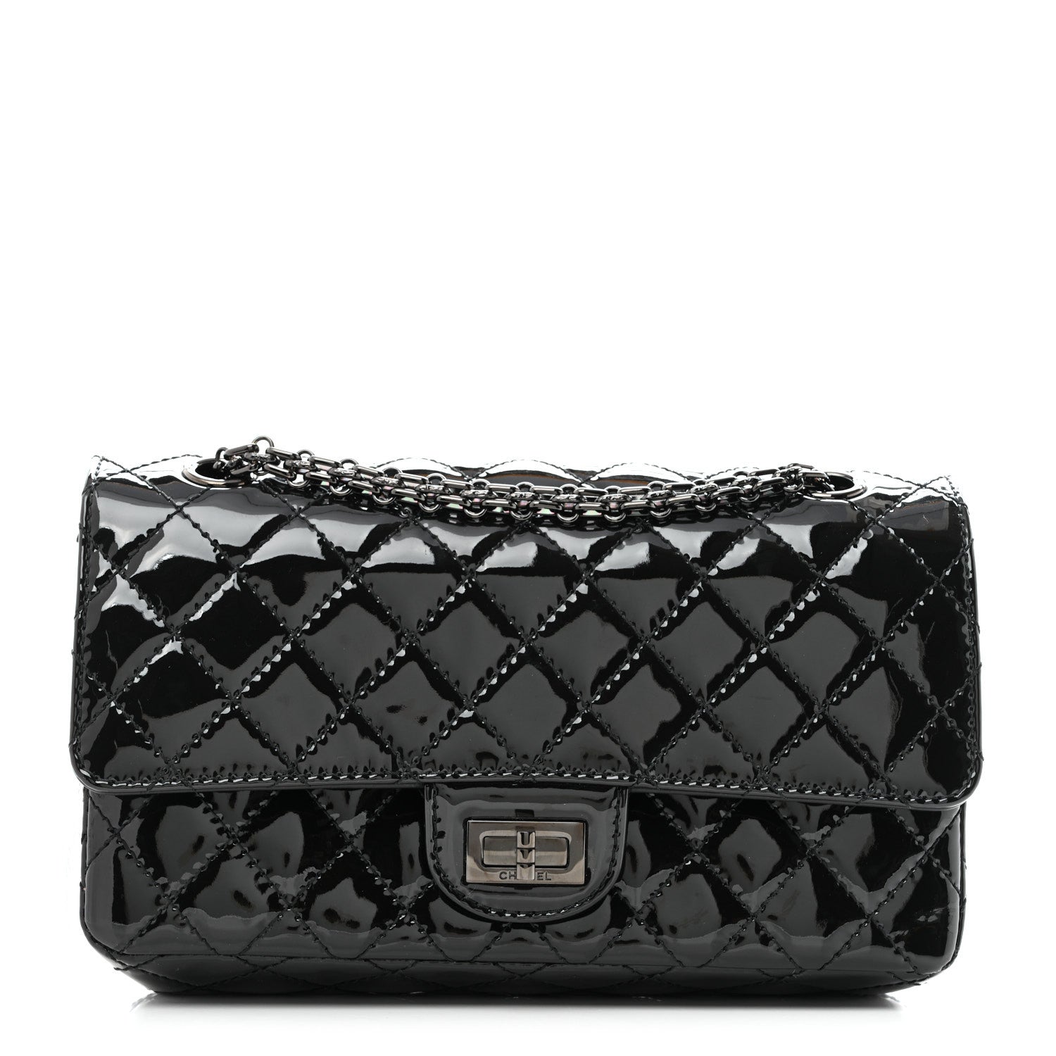 Patent Calfskin Quilted 2.55 Reissue 225 Flap So Black