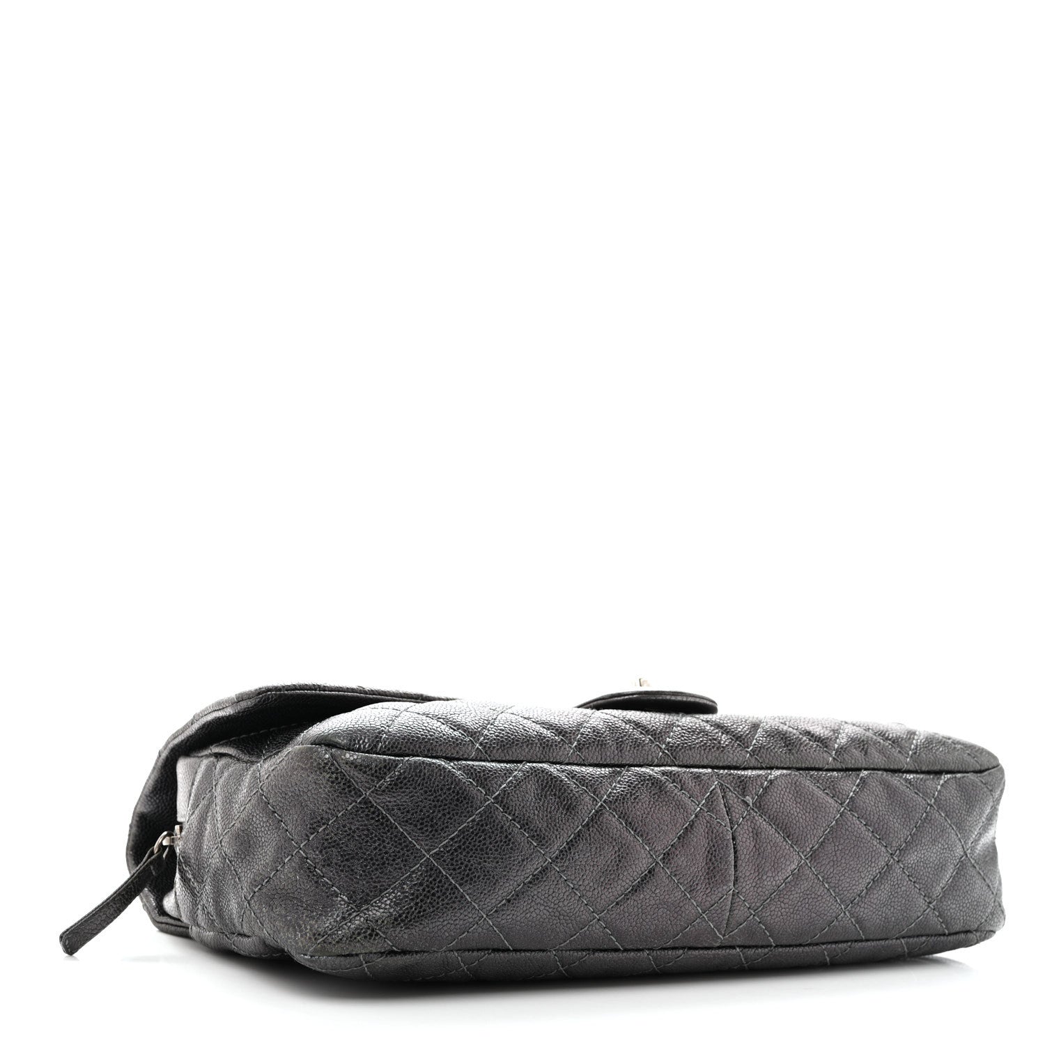 Iridescent Caviar Quilted Jumbo Easy Flap Silver — view 3