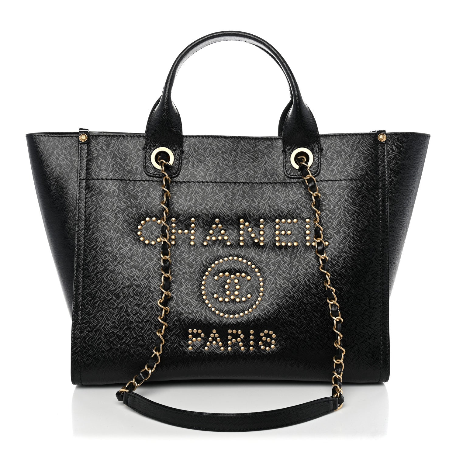 Caviar Small Studded Deauville Tote Black