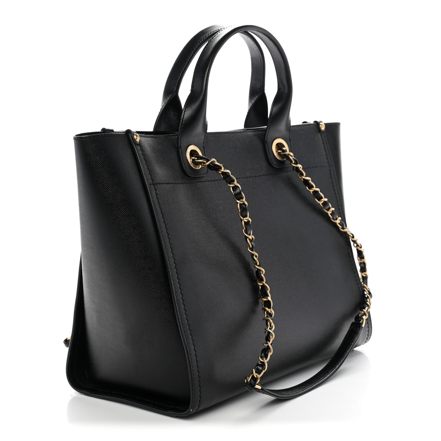 Caviar Small Studded Deauville Tote Black — view 3