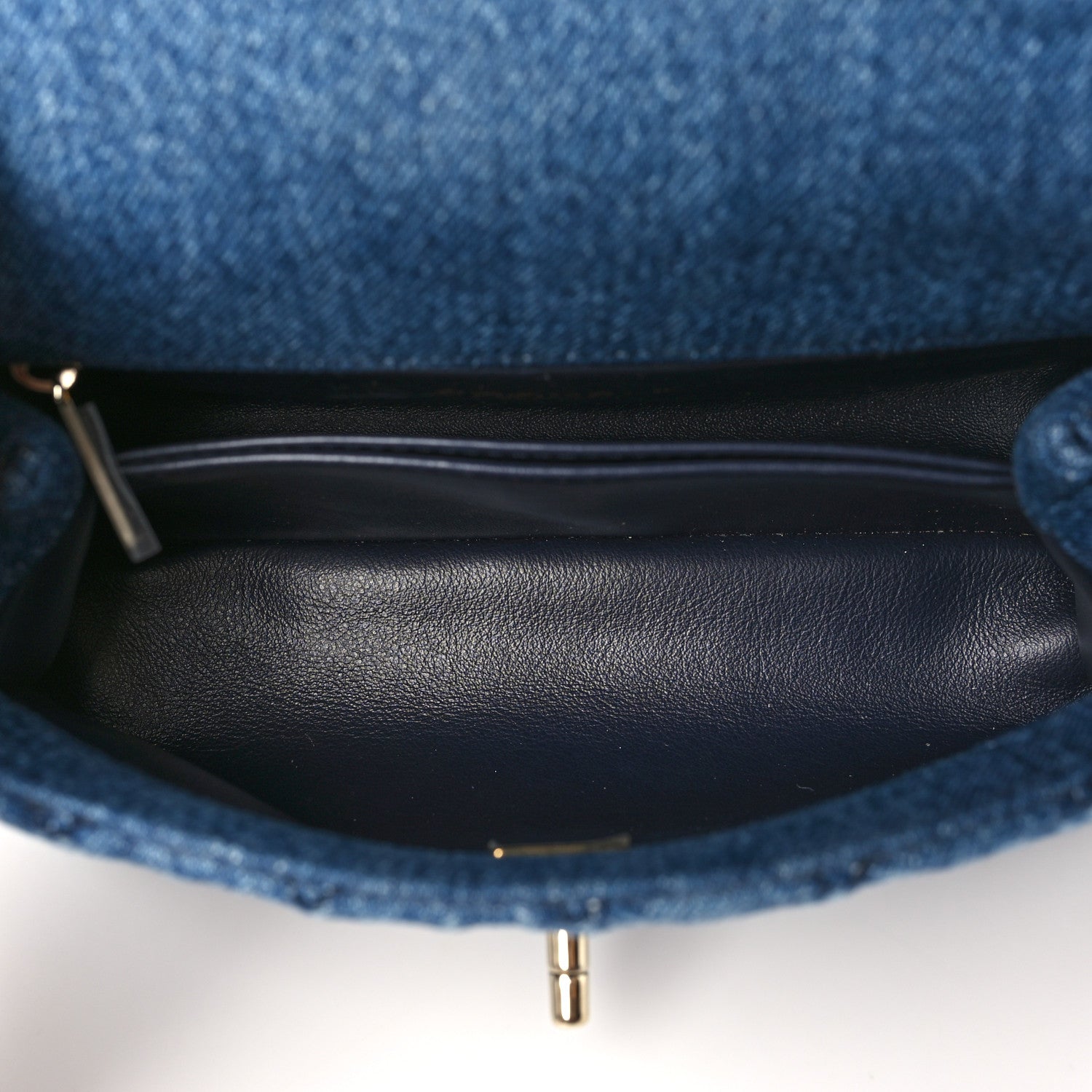 Washed Denim Quilted Mini Coco Handle Flap Blue — view 5