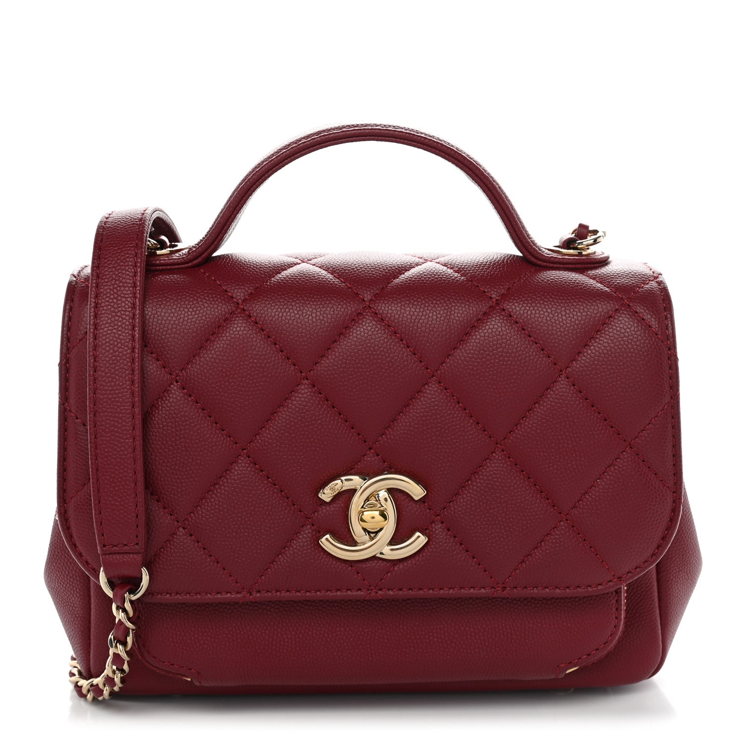 Caviar Quilted Small Business Affinity Flap Burgundy