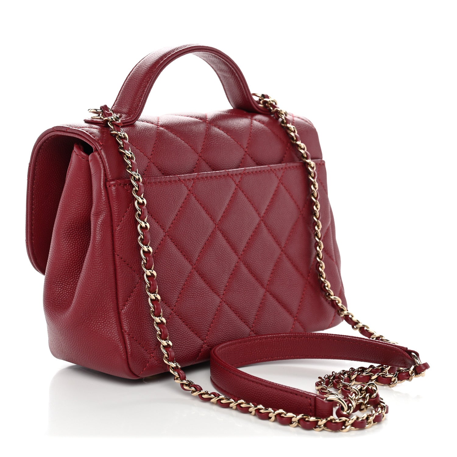 Caviar Quilted Small Business Affinity Flap Burgundy — view 3