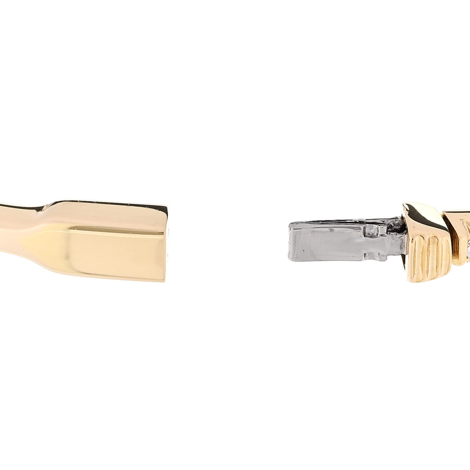 18K Yellow Gold Diamond Metro Hinged Bangle Bracelet — view 4